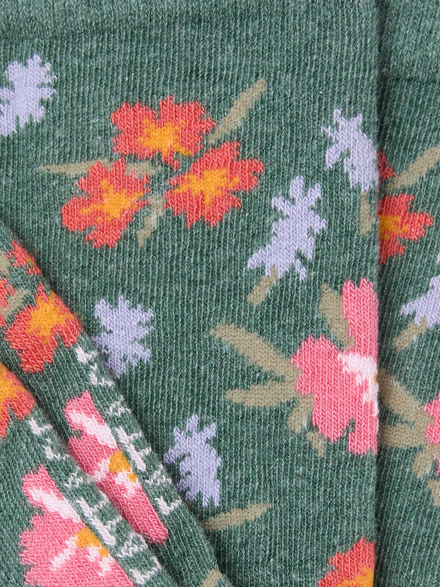 Green Floral Socks - Image 2 of 2