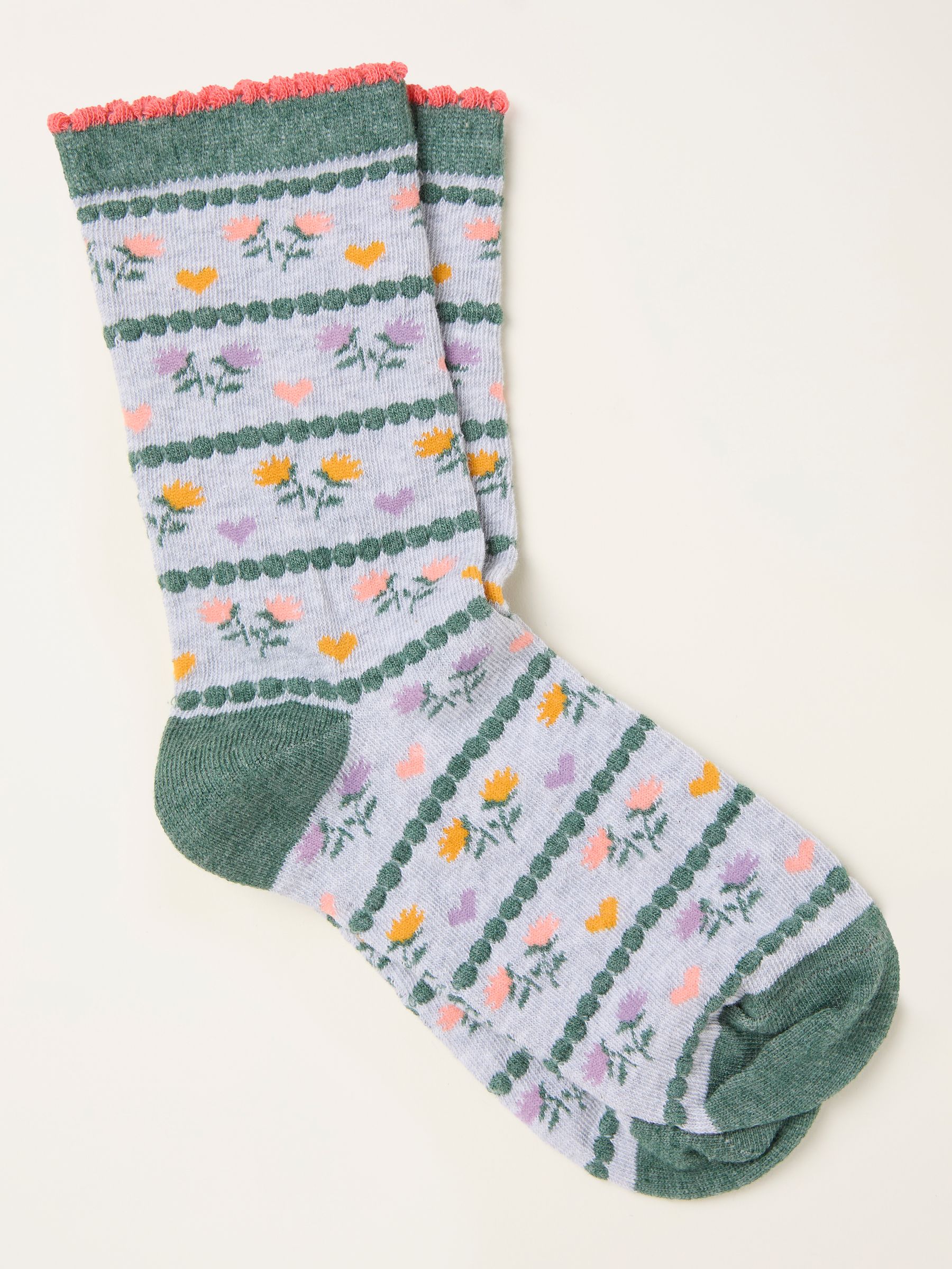 Grey Floral Socks - Image 1 of 2