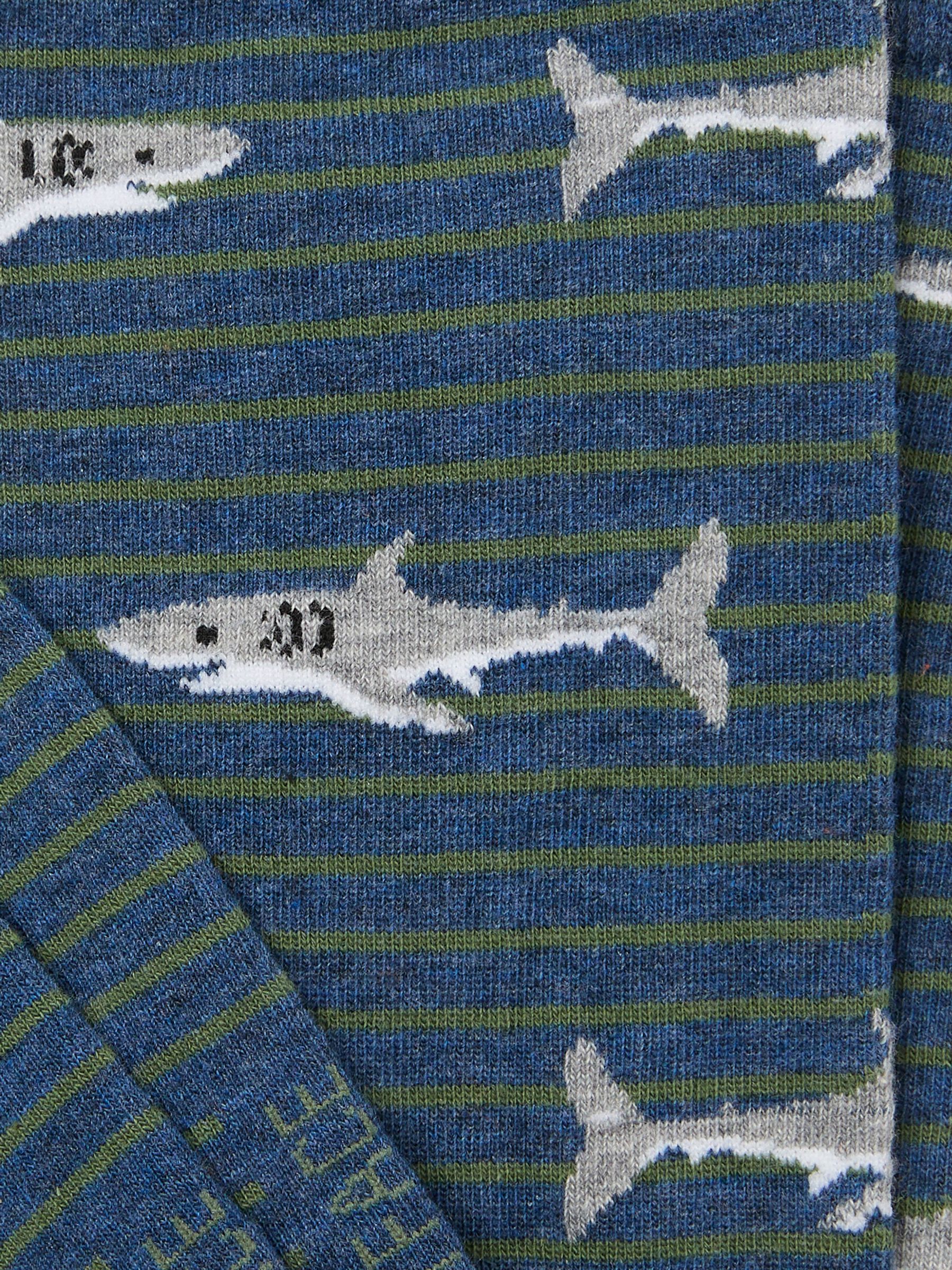 Navy Striped Shark Socks - Image 2 of 2