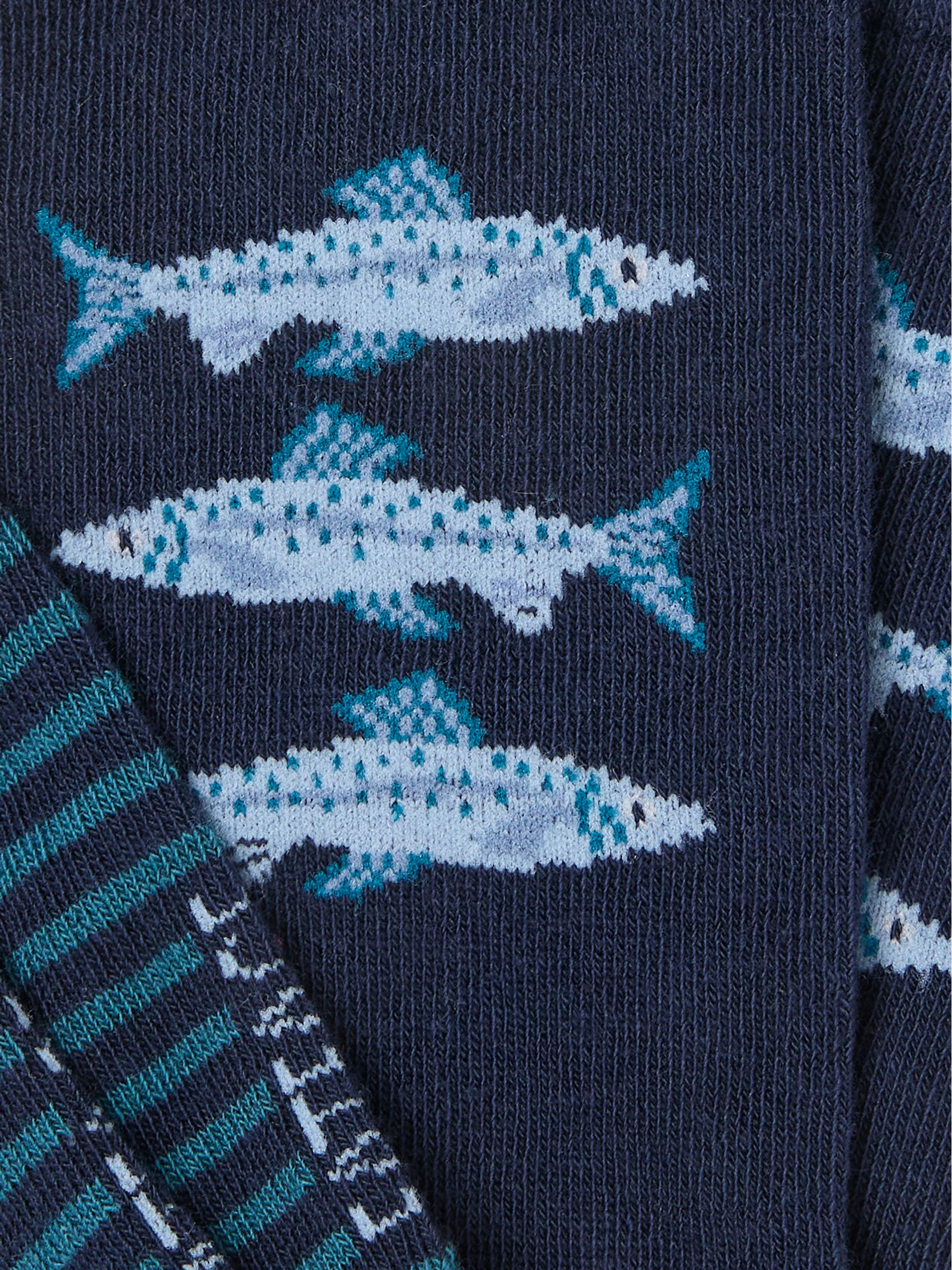 Navy Fish Socks - Image 2 of 2
