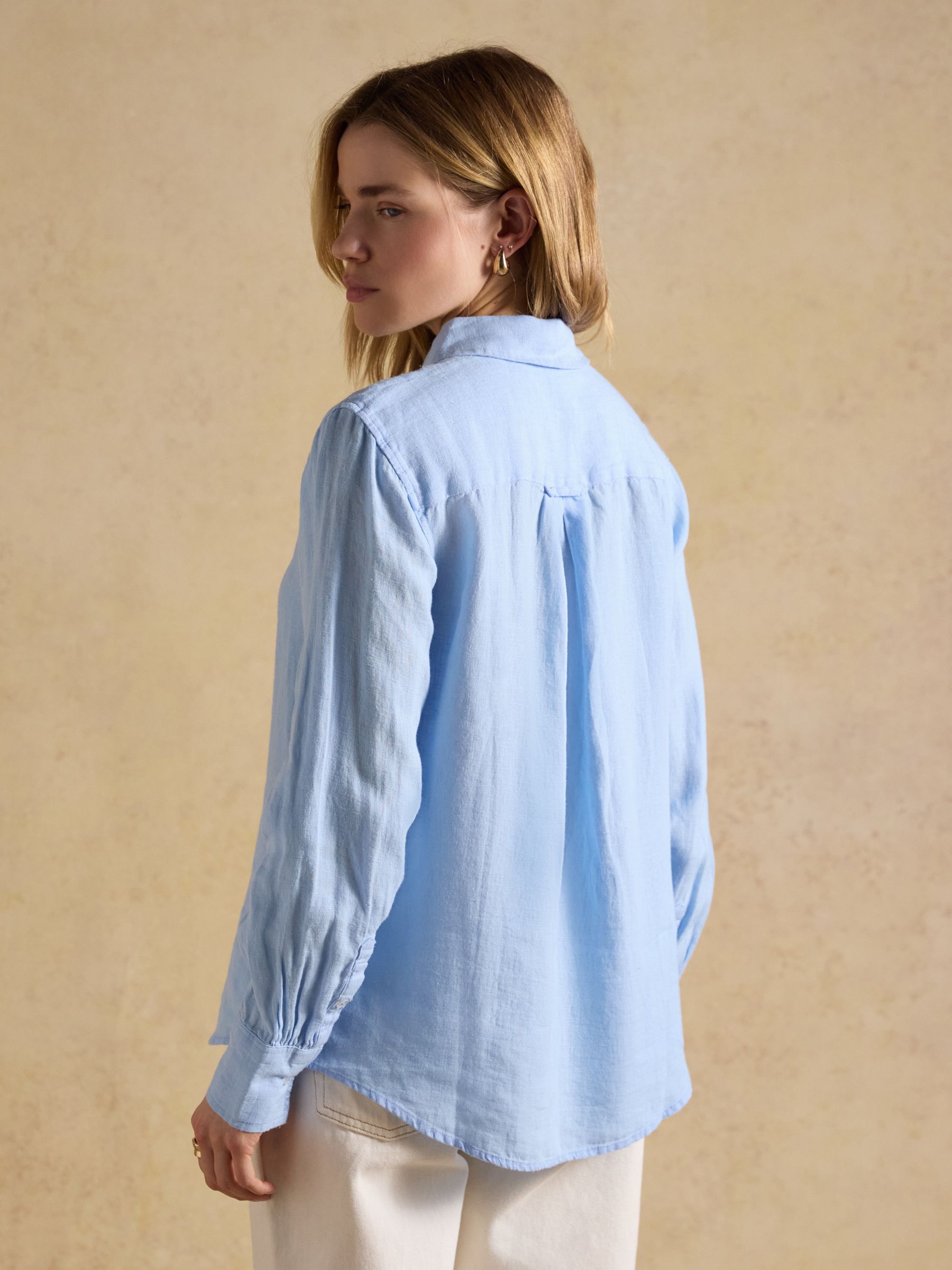 Anna Blue Long Sleeve Pure Linen Shirt - Image 2 of 7