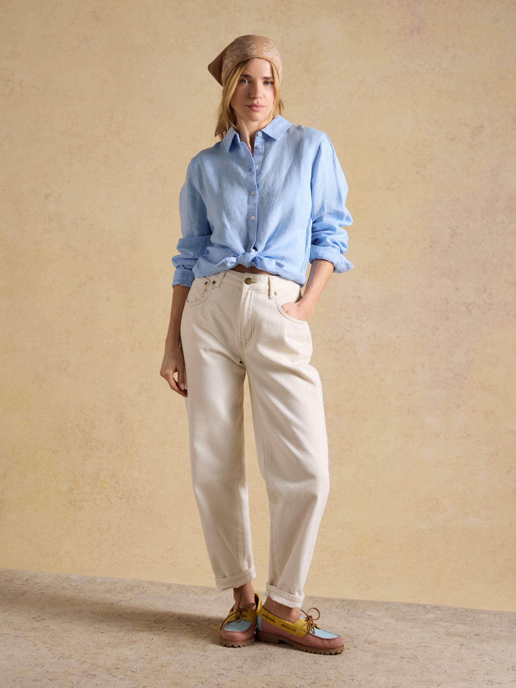 Anna Blue Long Sleeve Pure Linen Shirt - Image 3 of 7