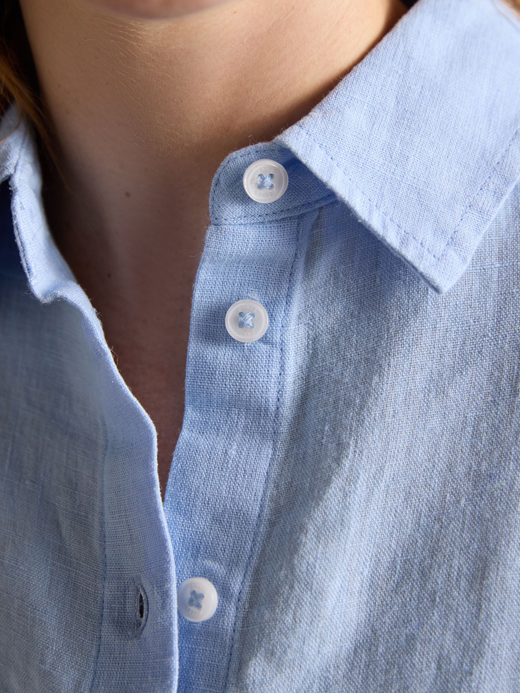 Anna Blue Long Sleeve Pure Linen Shirt - Image 5 of 7