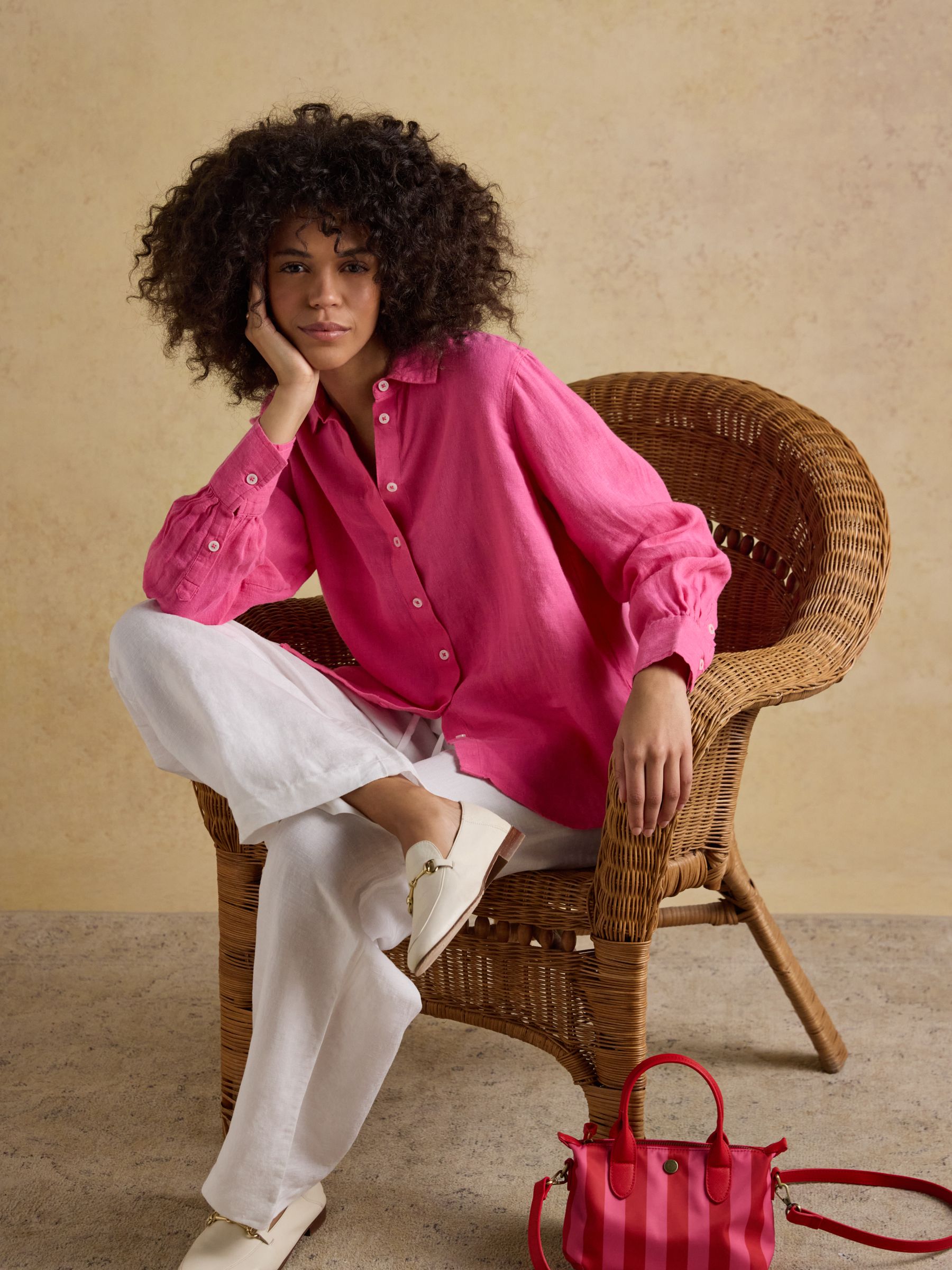 Anna Pink Long Sleeve 100% Linen Shirt - Image 3 of 7