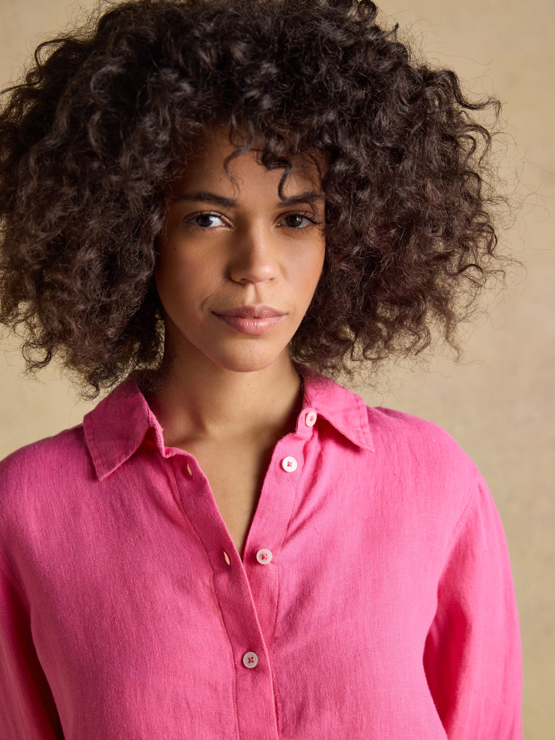 Anna Pink Long Sleeve 100% Linen Shirt - Image 4 of 7