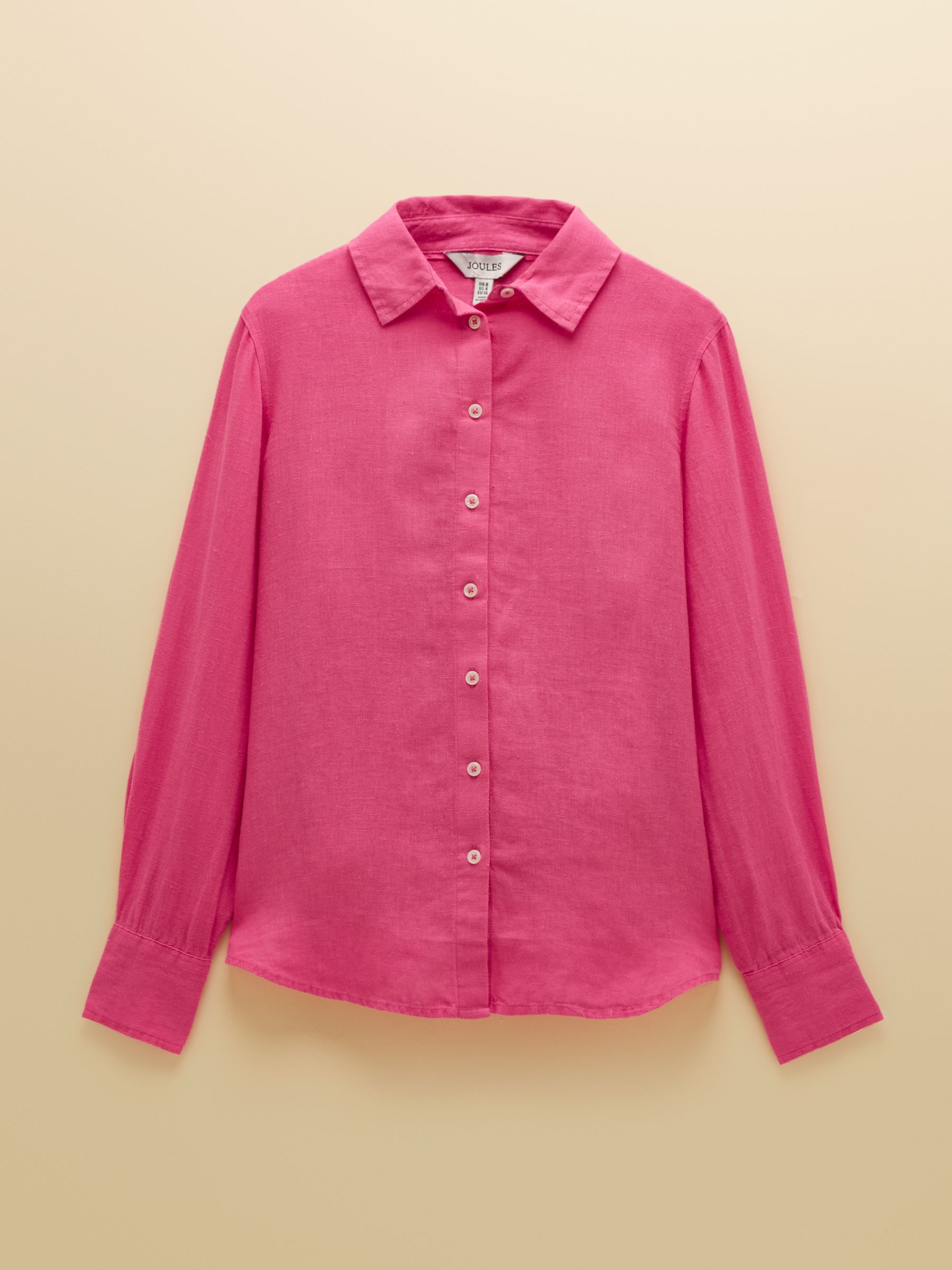 Anna Pink Long Sleeve 100% Linen Shirt - Image 7 of 7