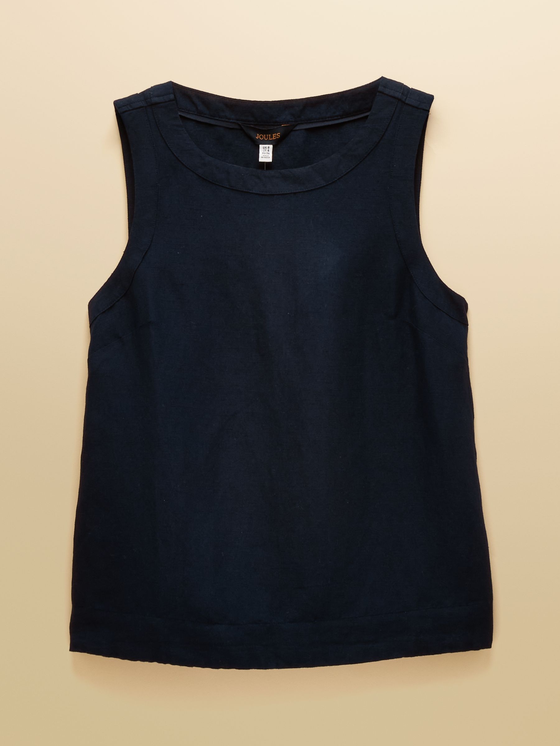 Cove Navy Round Neck Sleeveless Linen Blend Top - Image 6 of 6