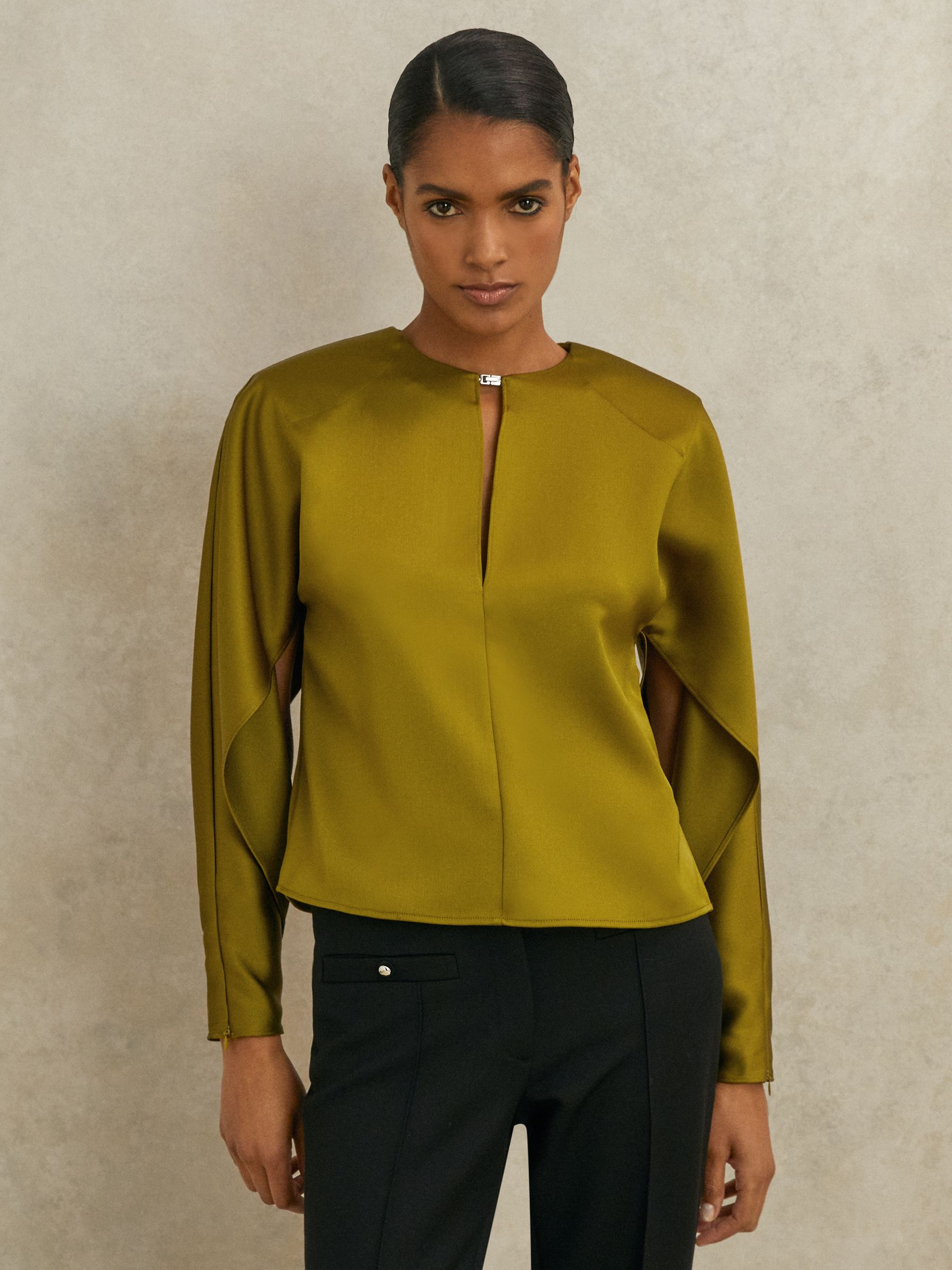 Atelier Satin Turn-Lock Top in Green - Image 3 of 8