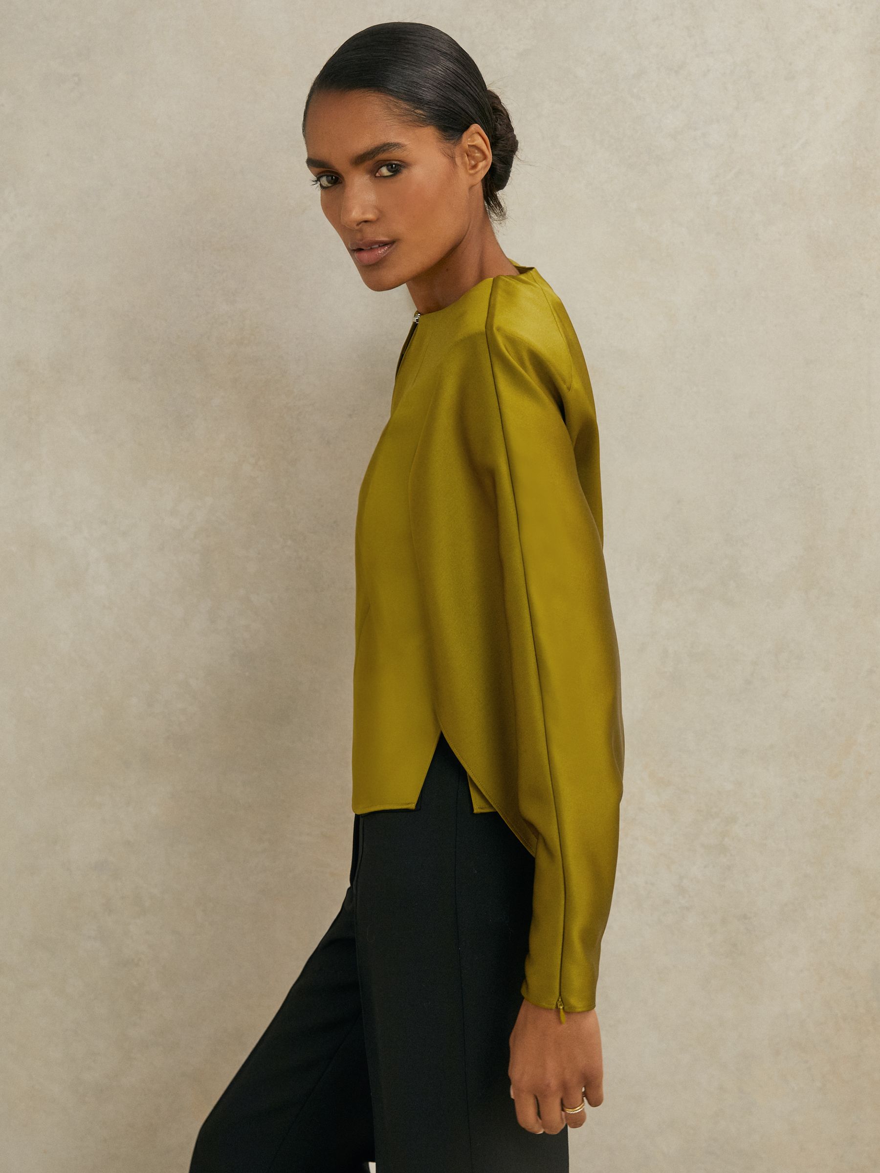 Atelier Satin Turn-Lock Top in Green - Image 7 of 8