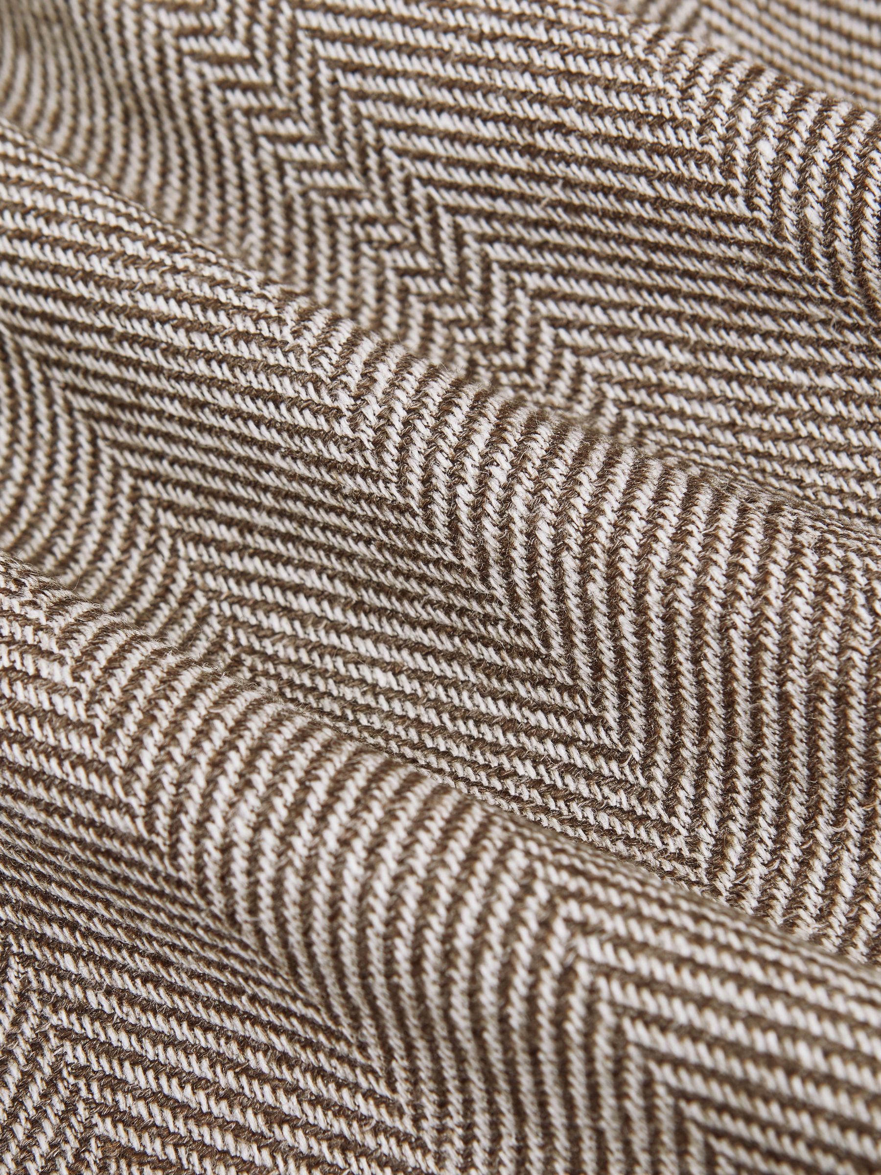 Double-Breasted Herringbone Blazer Tailored-Fit Wool-Blend in Brown - image 5