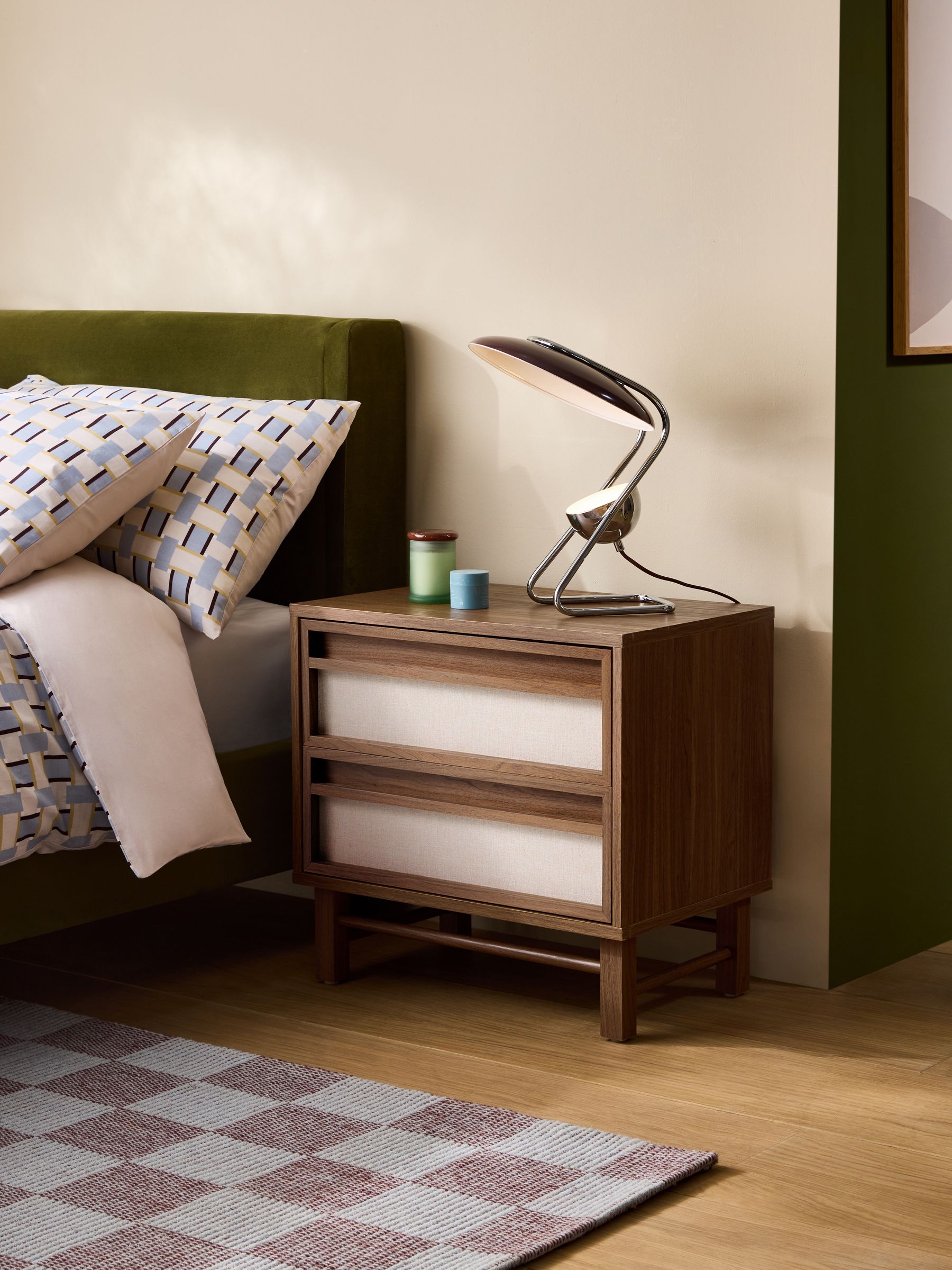 Almelo 2 Drawer Bedside Table in Dark Wood Effect - Image 1 of 5