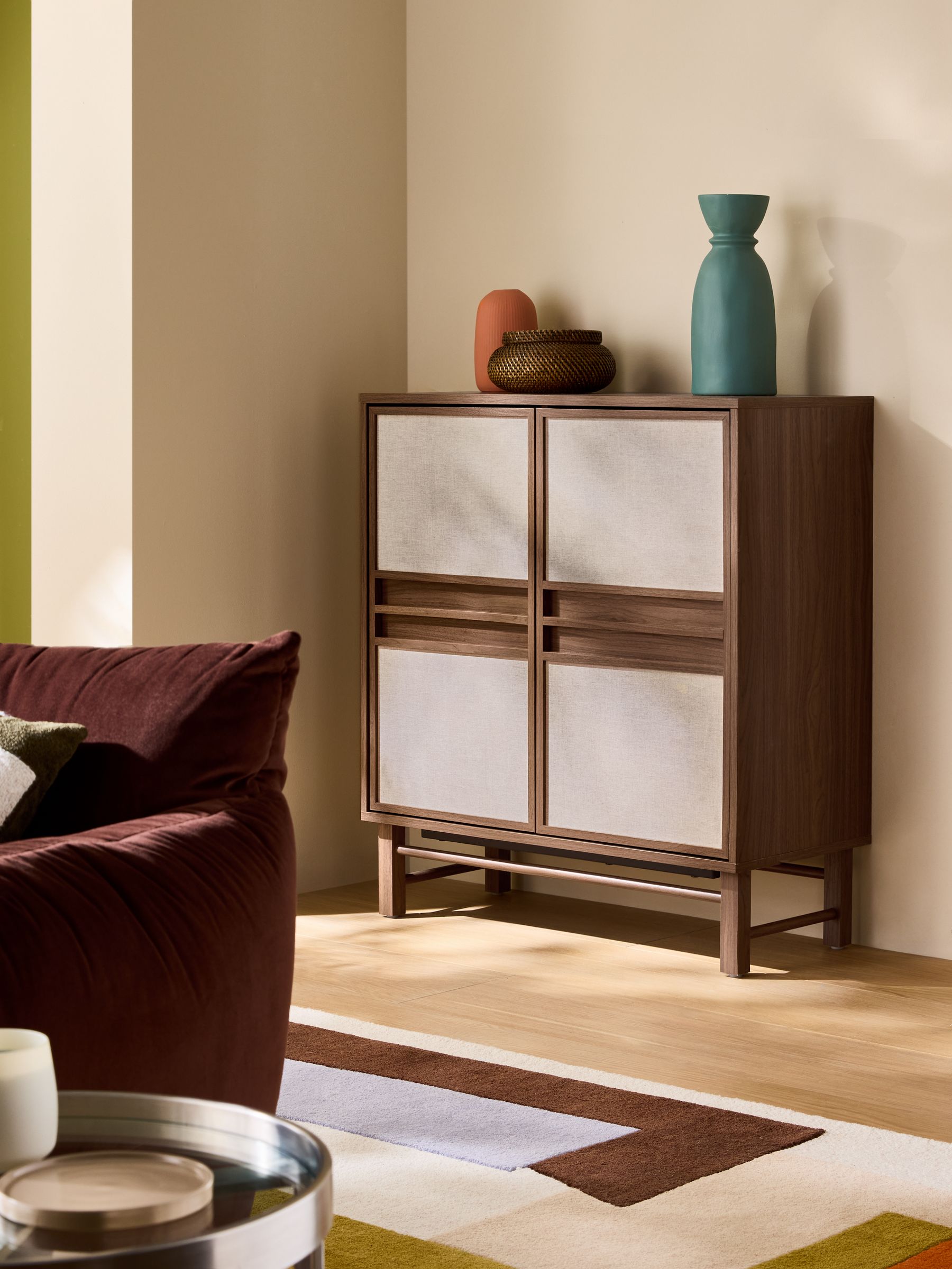 Almelo Tall Large Sideboard in Dark Wood Effect - Image 1 of 6