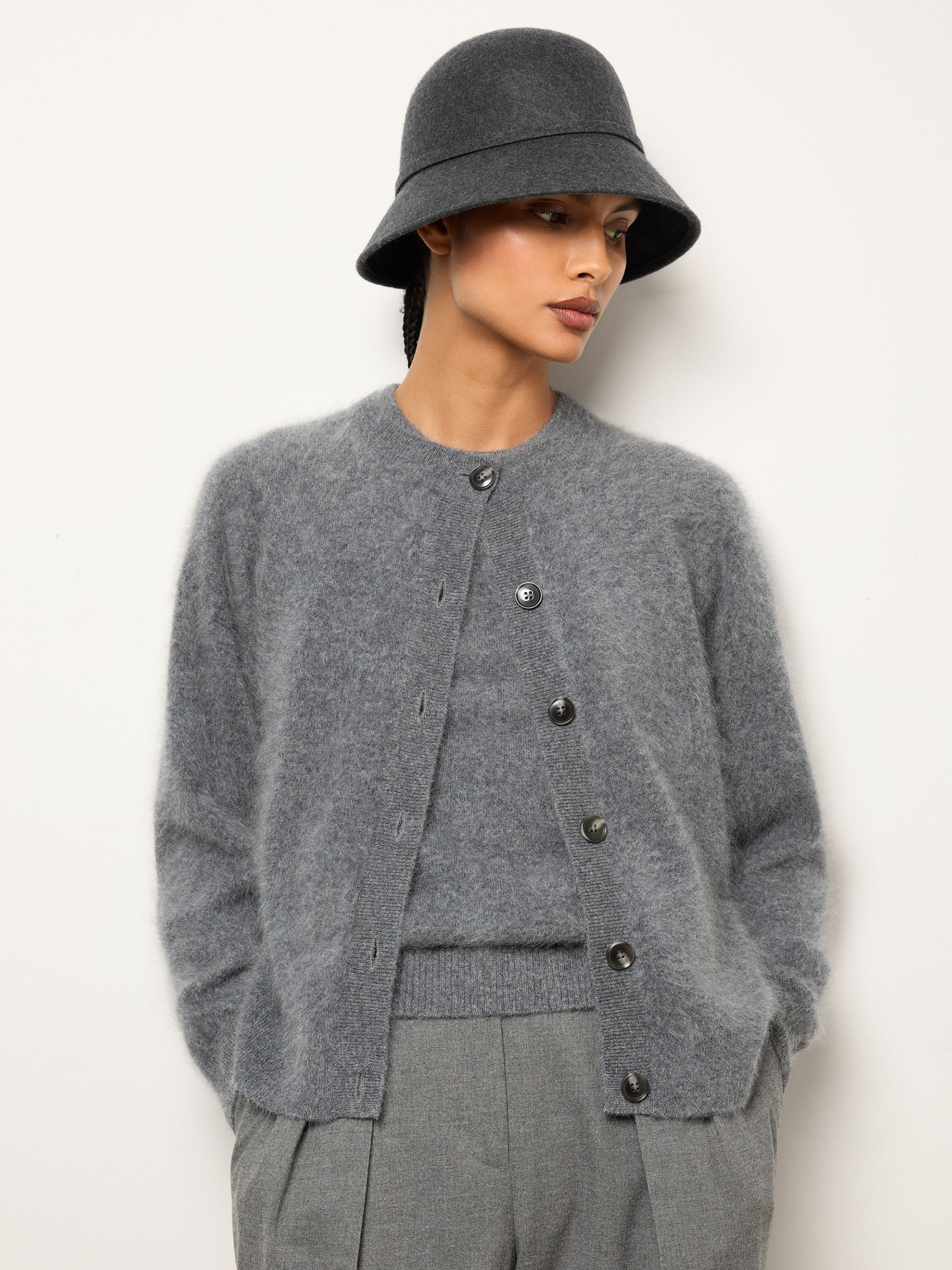 Felted-Wool Bucket Hat in Grey - Image 3 of 5
