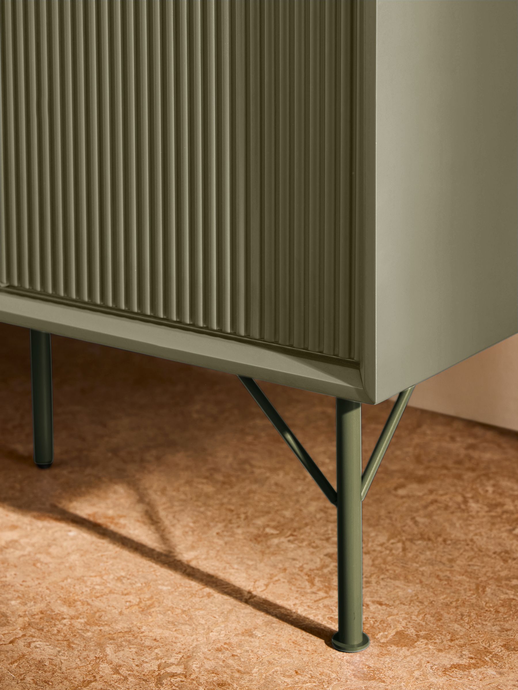 Elian Up to 50 Inch Sliding Door TV Unit in Green - Image 3 of 5