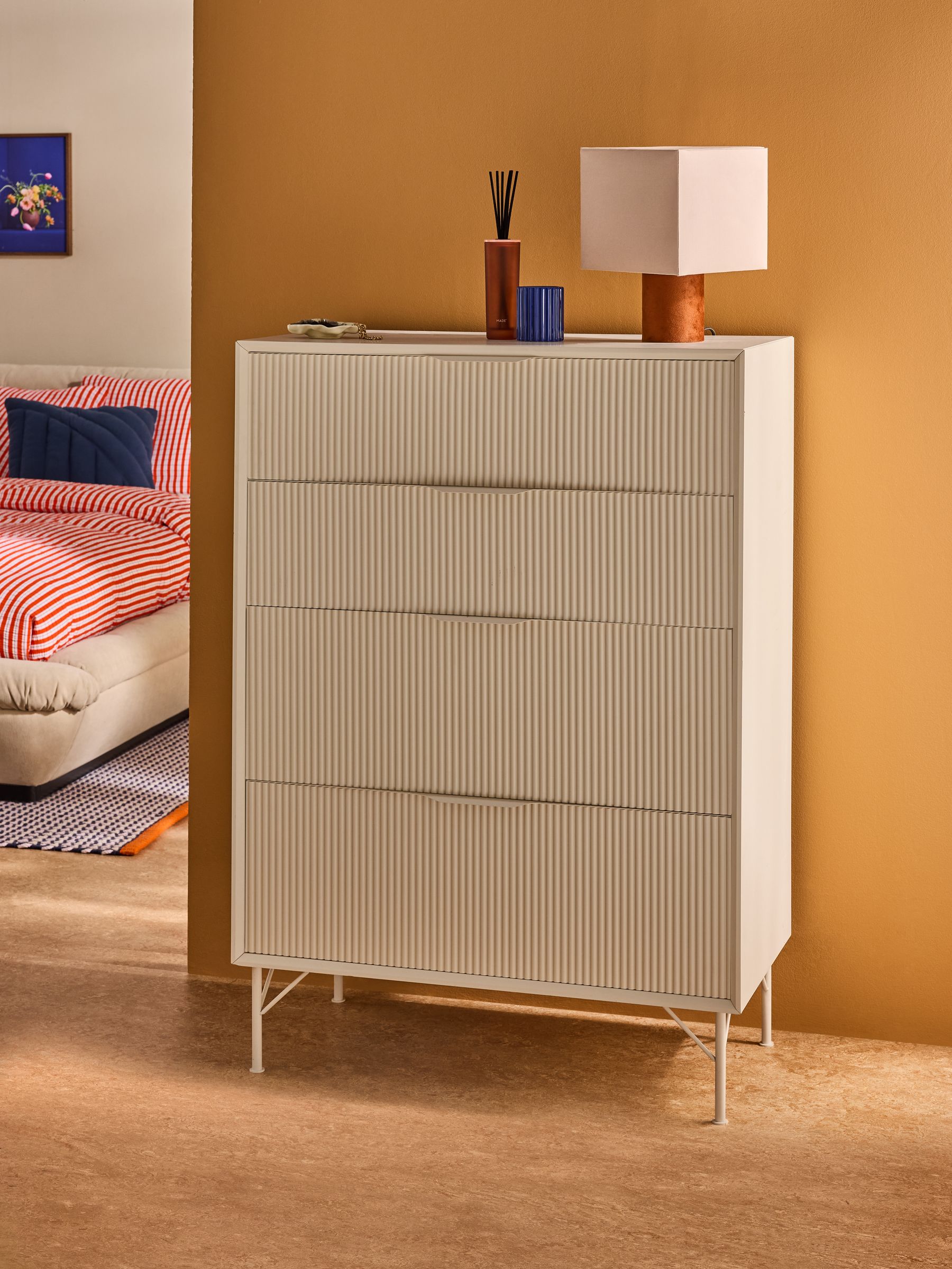 Elian 4 Drawer Chest in Ecru White - Image 1 of 6