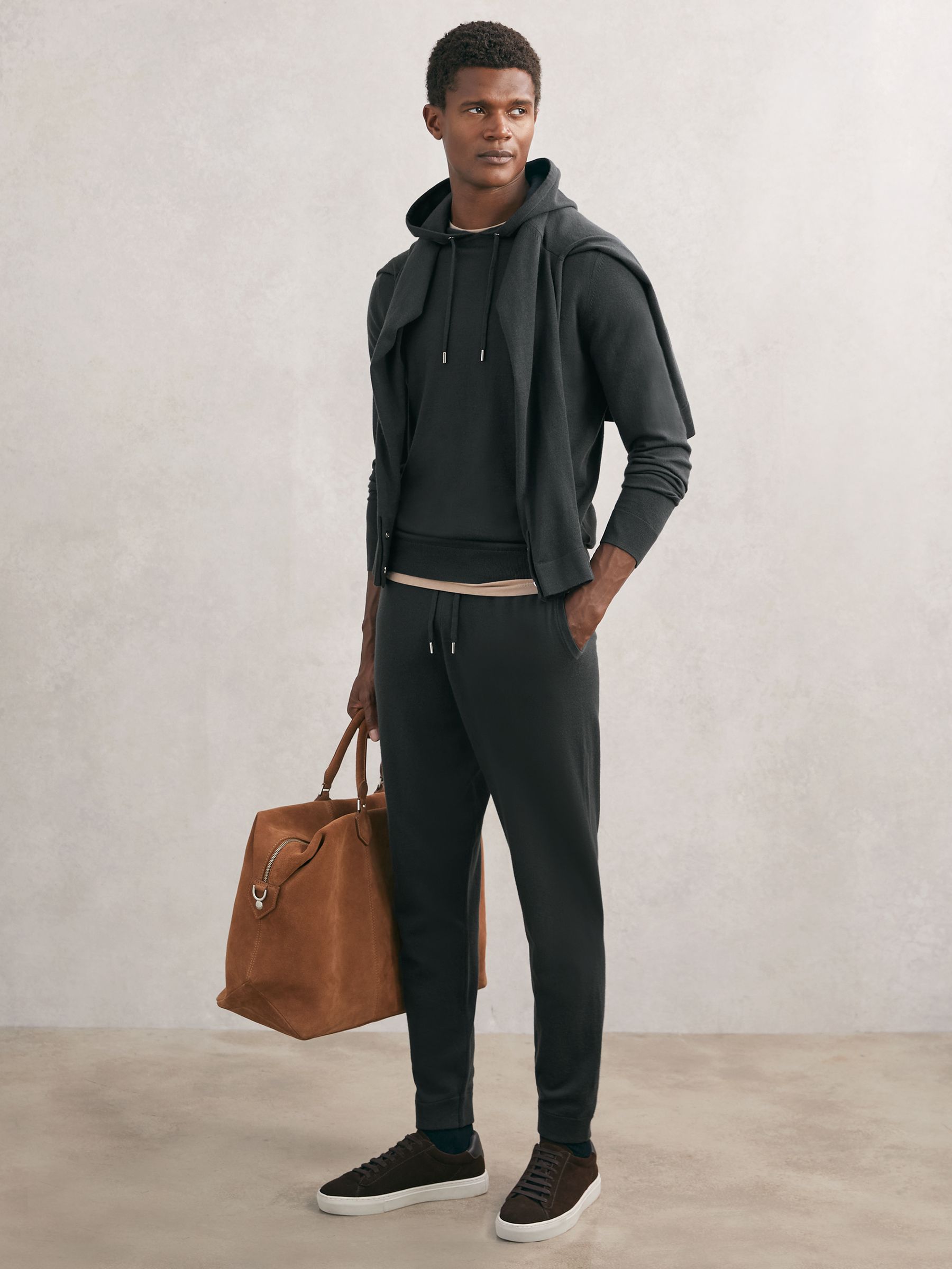 Φόρμα με μανσέτες από μείγμα μαλλιού Merino σε χρώμα μπουκαλιού πράσινο - Εικόνα 1 από 6