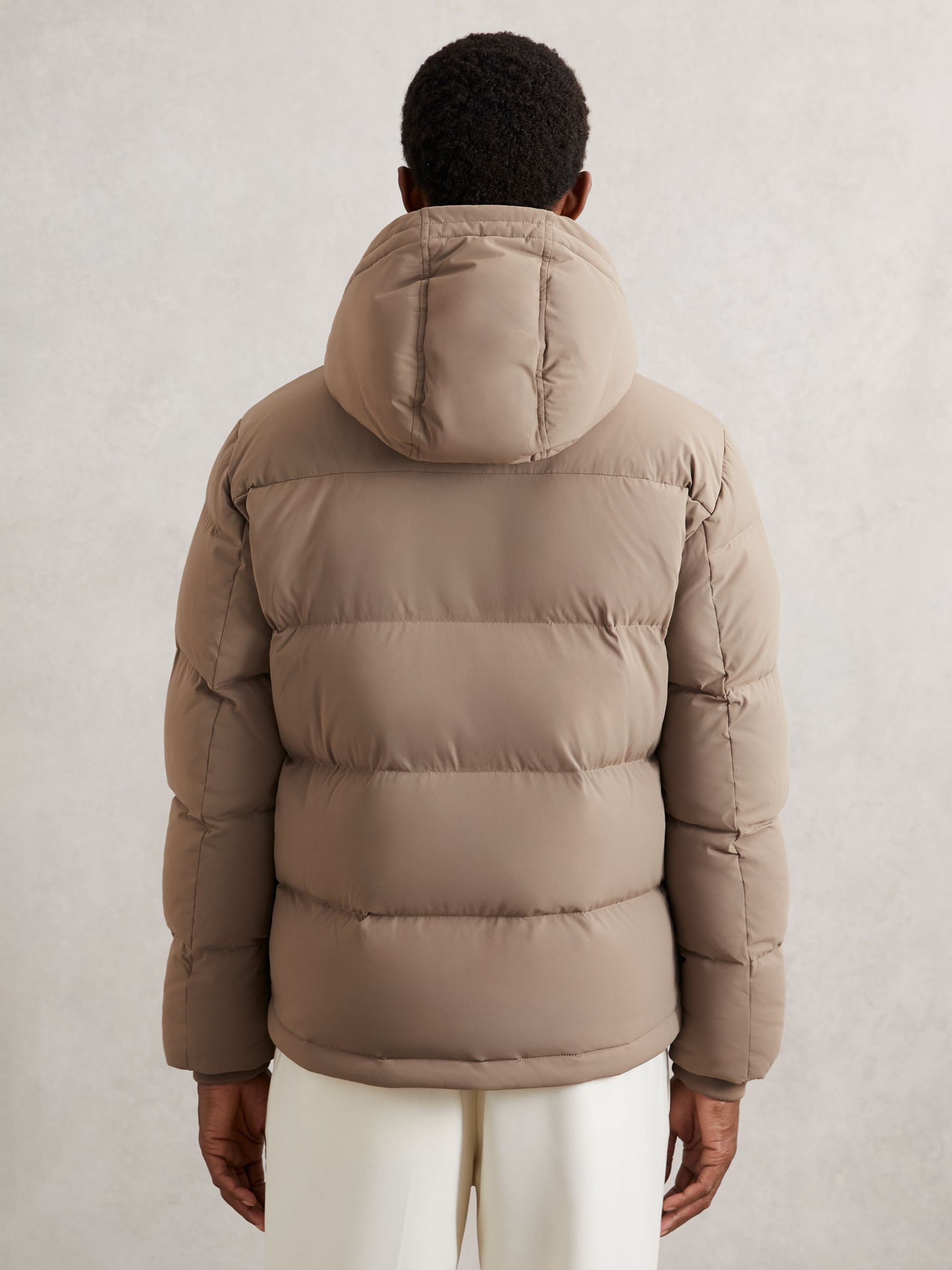 Quilted Zip-Through Puffer Jacket in Light Camel Brown - Image 5 of 6