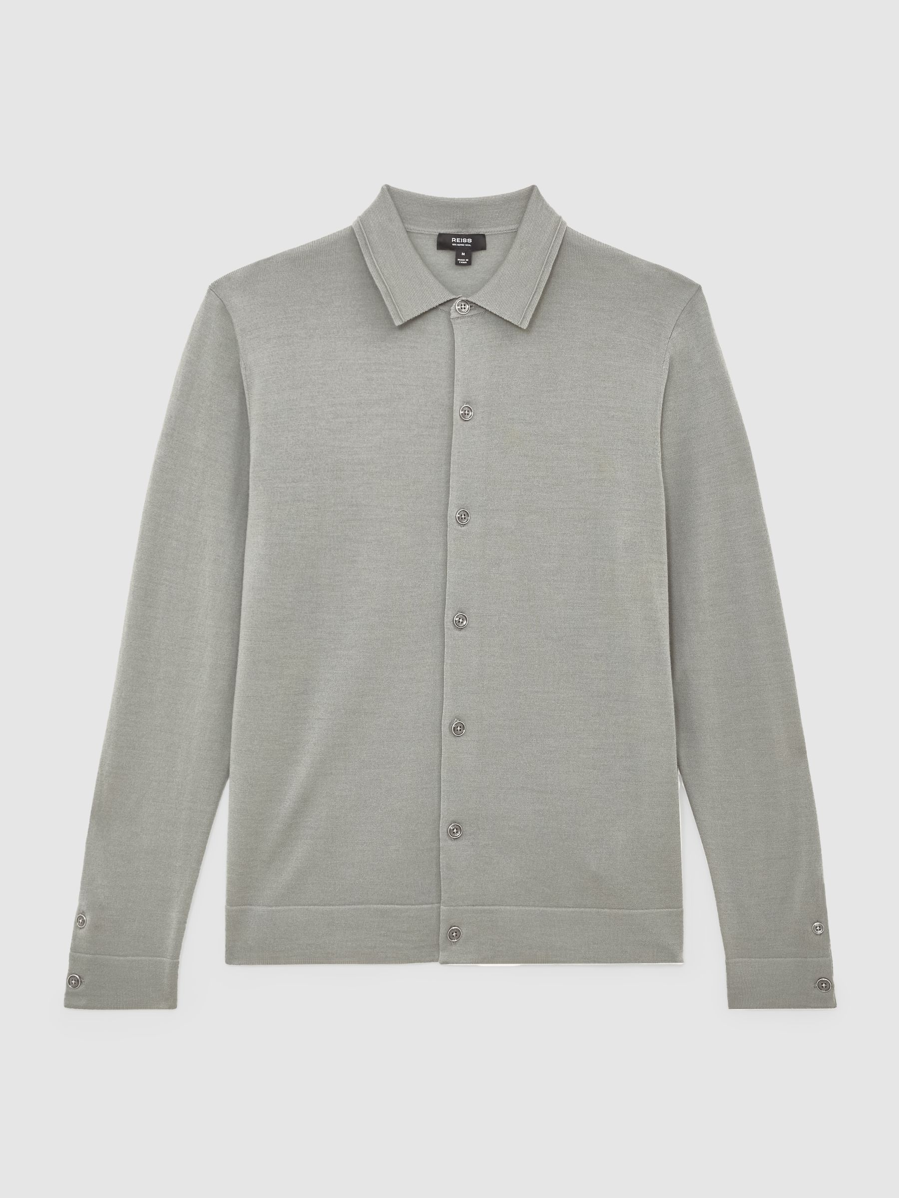 Vlněný kardigan se zapínáním na knoflíky z merino vlny v barvě Archer Zelená - Obrázek 2 z 6