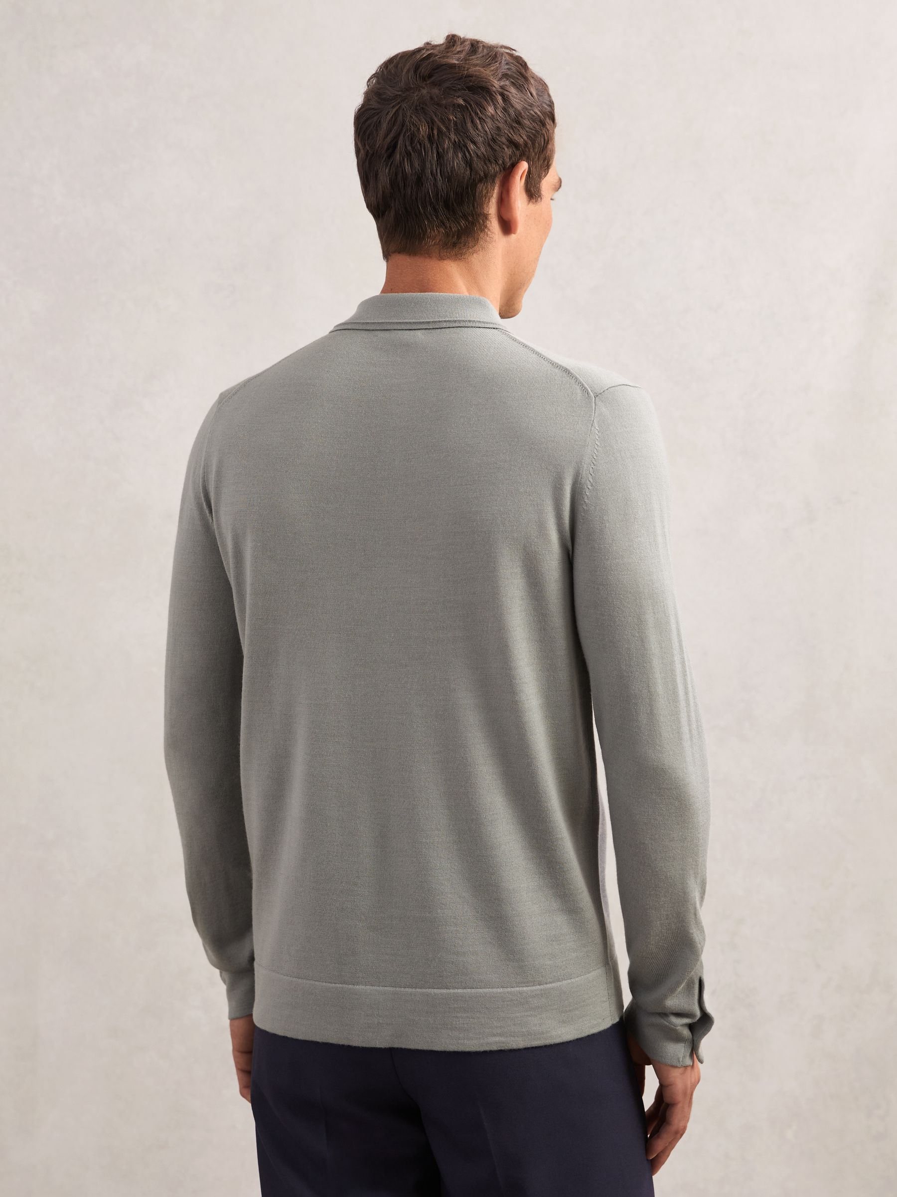 Vlněný kardigan se zapínáním na knoflíky z merino vlny v barvě Archer Zelená - Obrázek 5 z 6