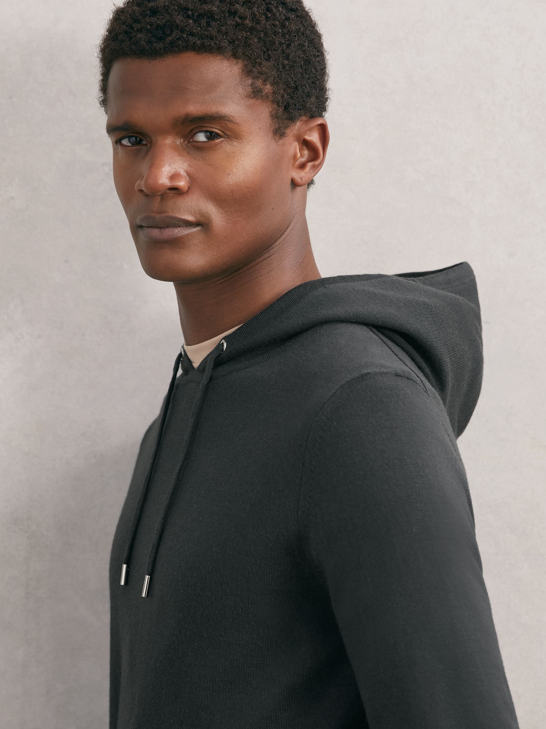 Wool Drawstring Hoodie in Bottle Green - image 2