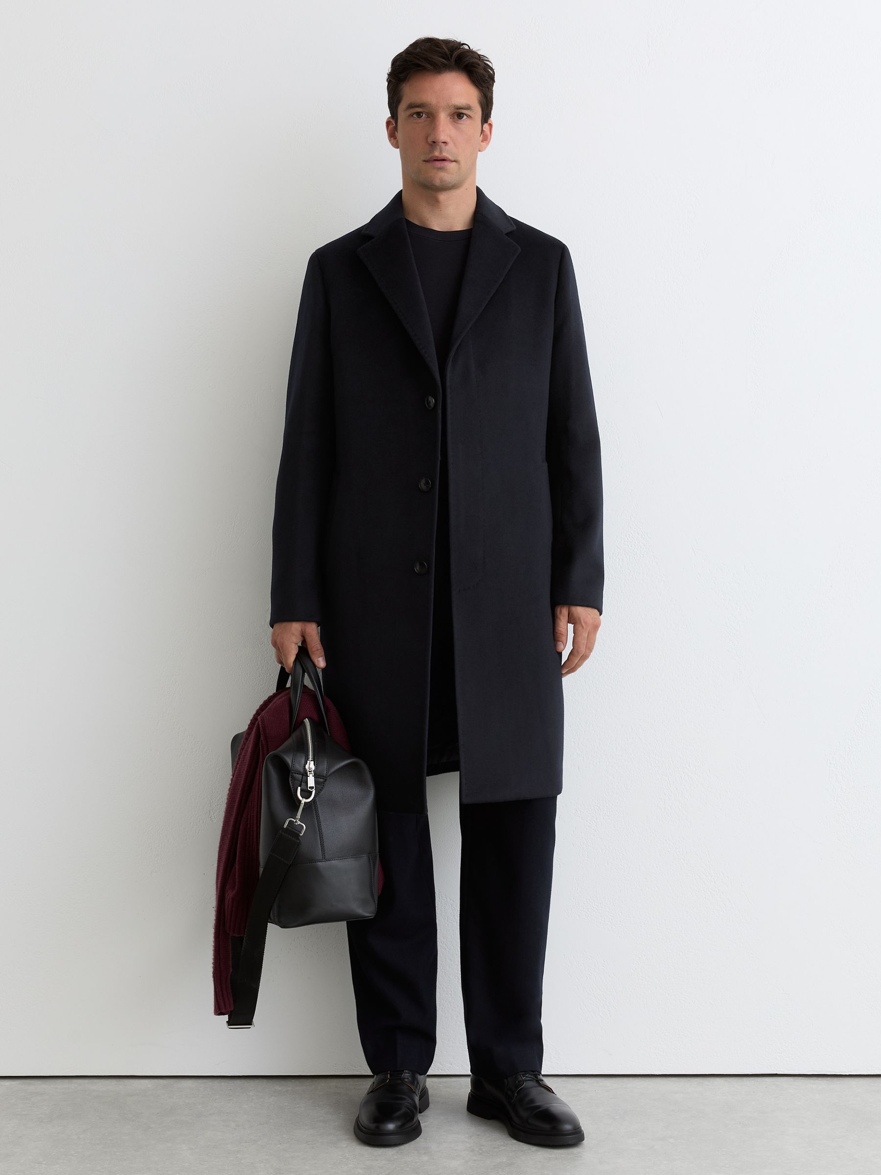 Wool-Blend Single-Breasted Overcoat in Navy - image 4