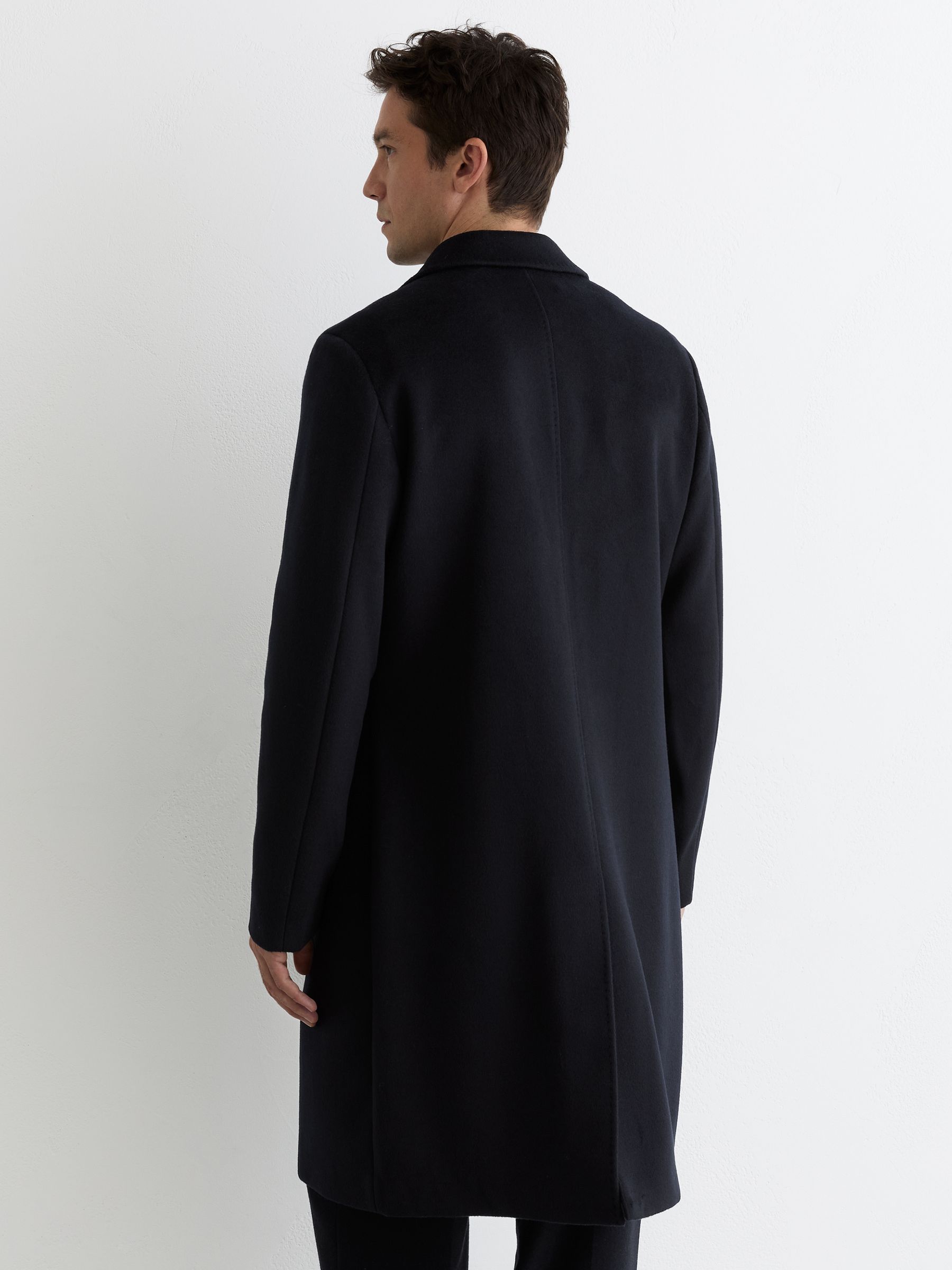 Wool-Blend Single-Breasted Overcoat in Navy - image 5