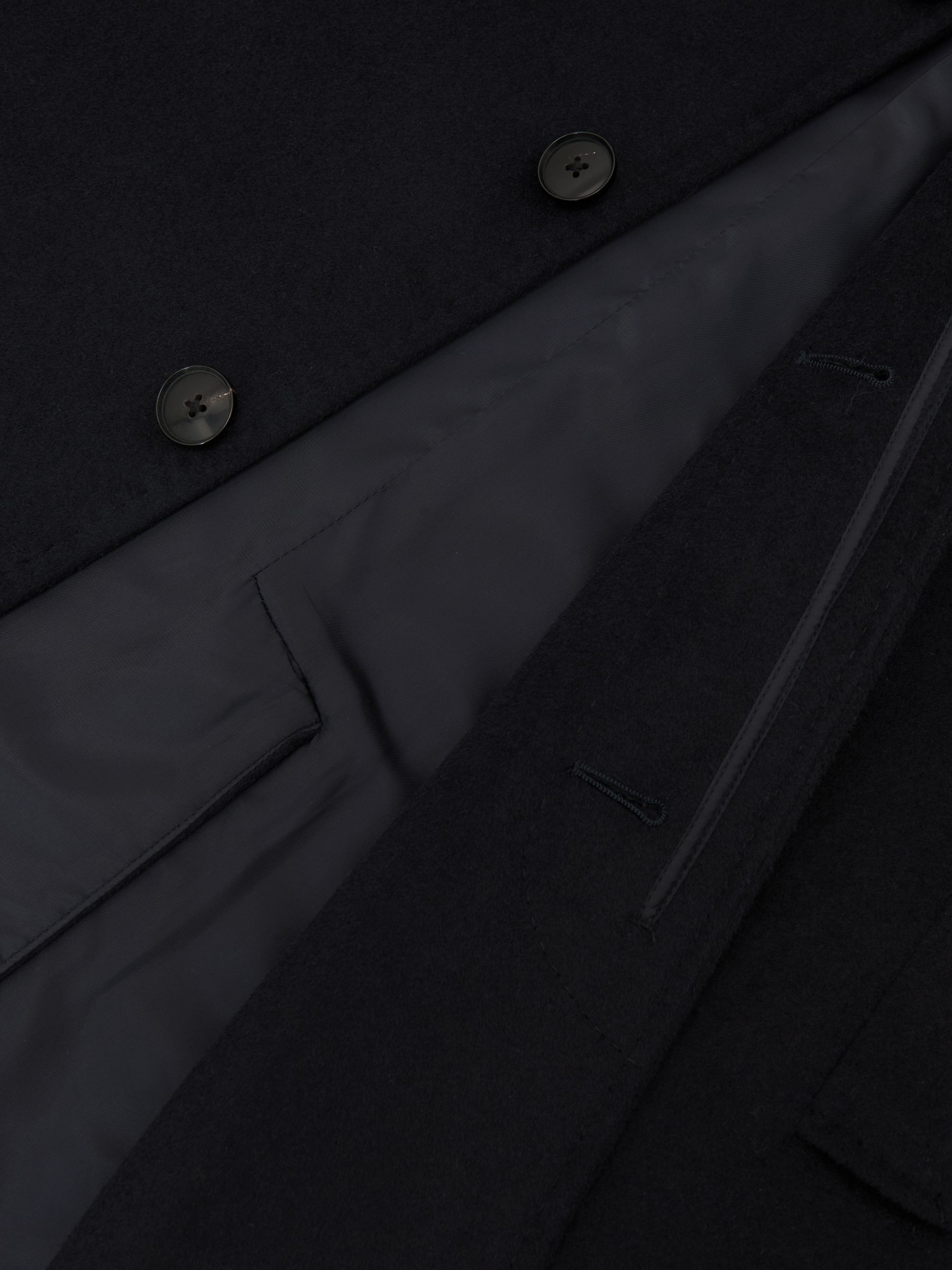 Wool-Blend Single-Breasted Overcoat in Navy - image 3
