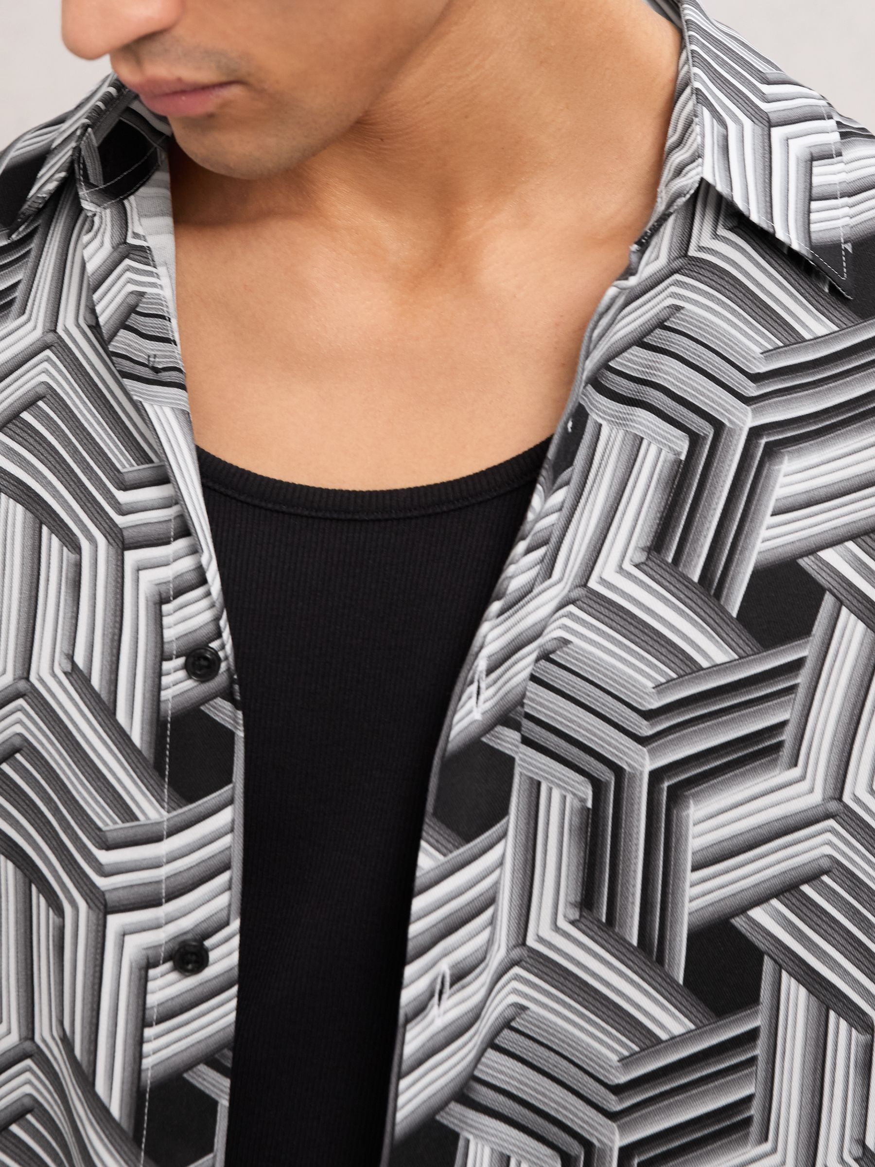 Abstract-Print Regular-Fit Shirt in Black/White - image 5