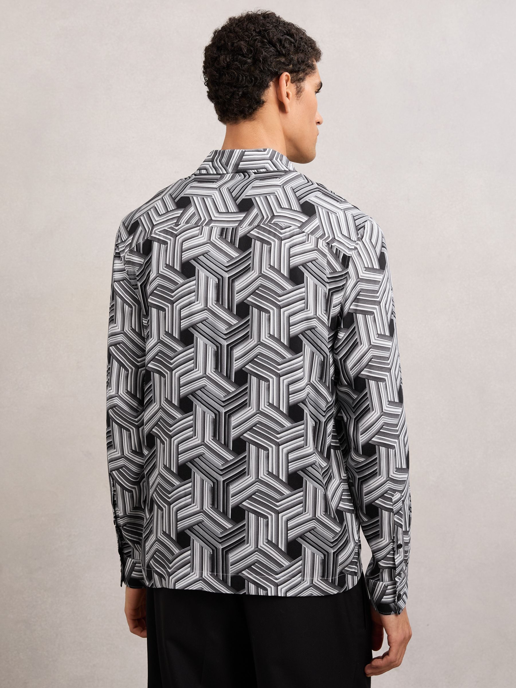 Abstract-Print Regular-Fit Shirt in Black/White - image 4
