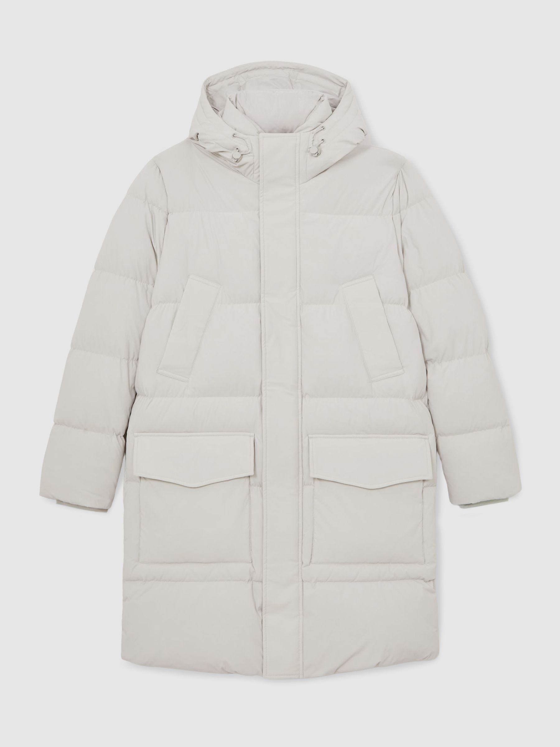 Longline Quilted Puffer Jacket in Light Stone - image 1