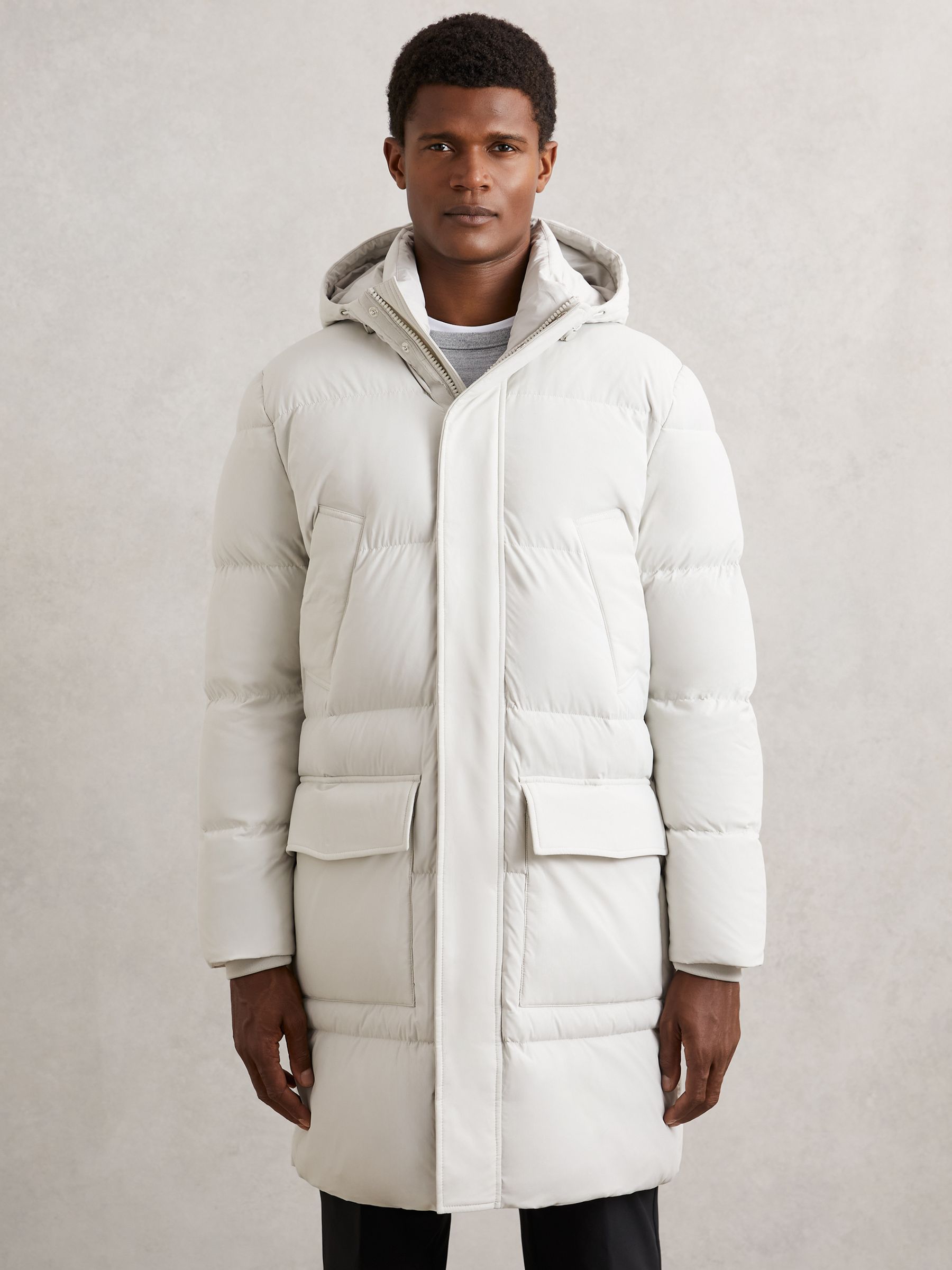 Longline Quilted Puffer Jacket in Light Stone - image 4