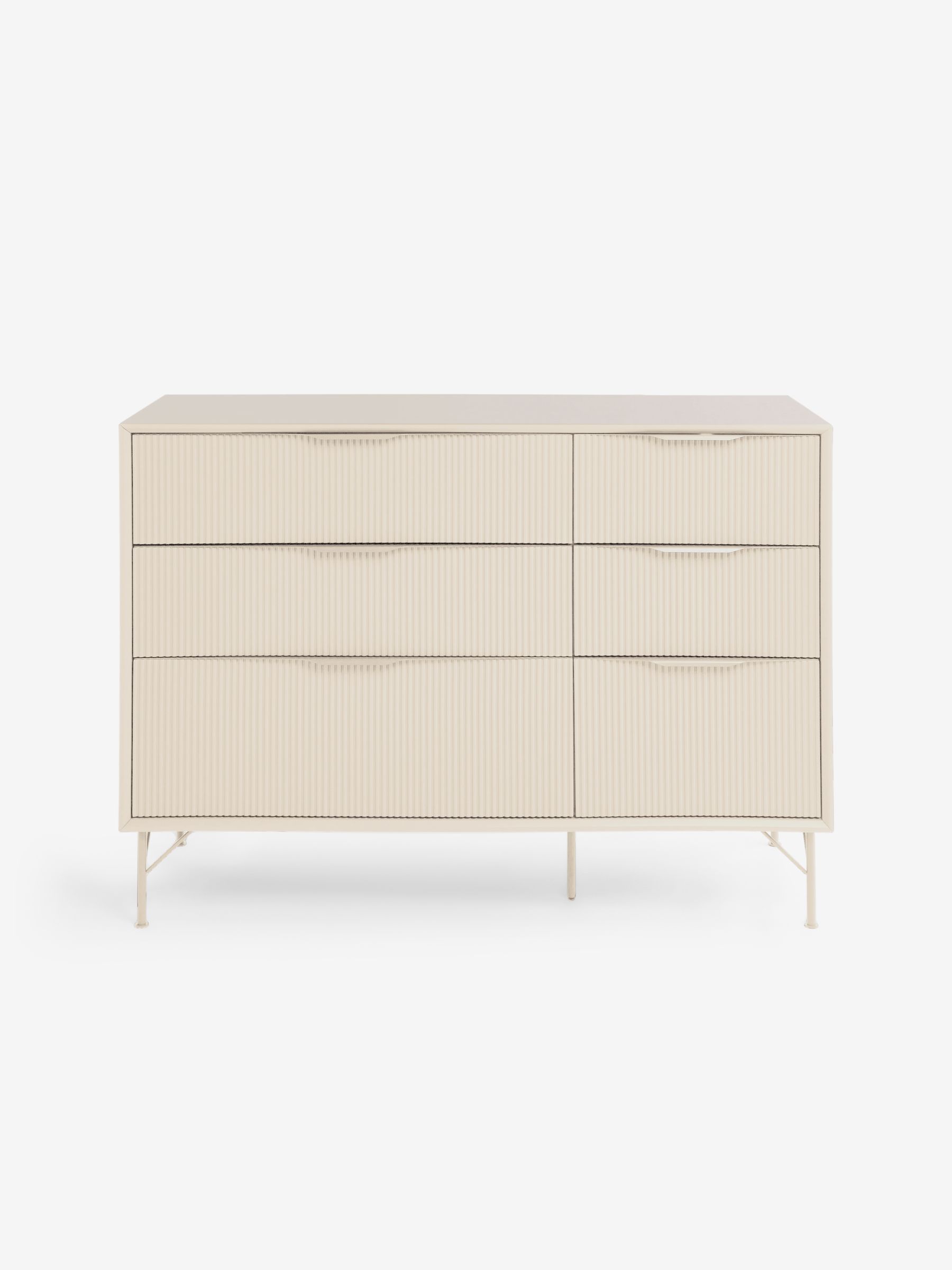 Elian 6 Drawer Wide Chest in Ecru White - Image 1 of 2 Elian 6 Drawer Wide Chest in Ecru White - Image 1 of 2