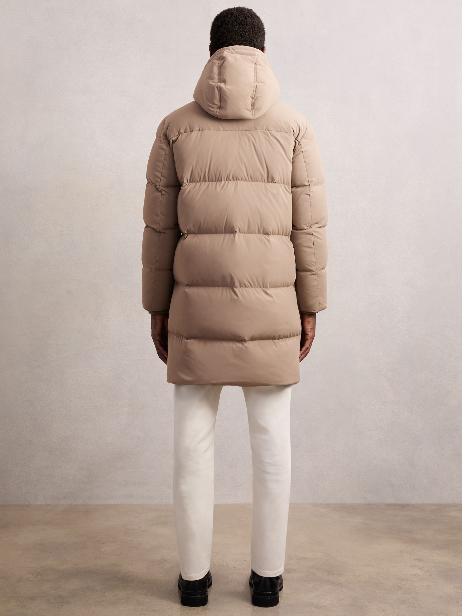 Longline Quilted Puffer Jacket in Light Camel Brown - Image 6 of 7