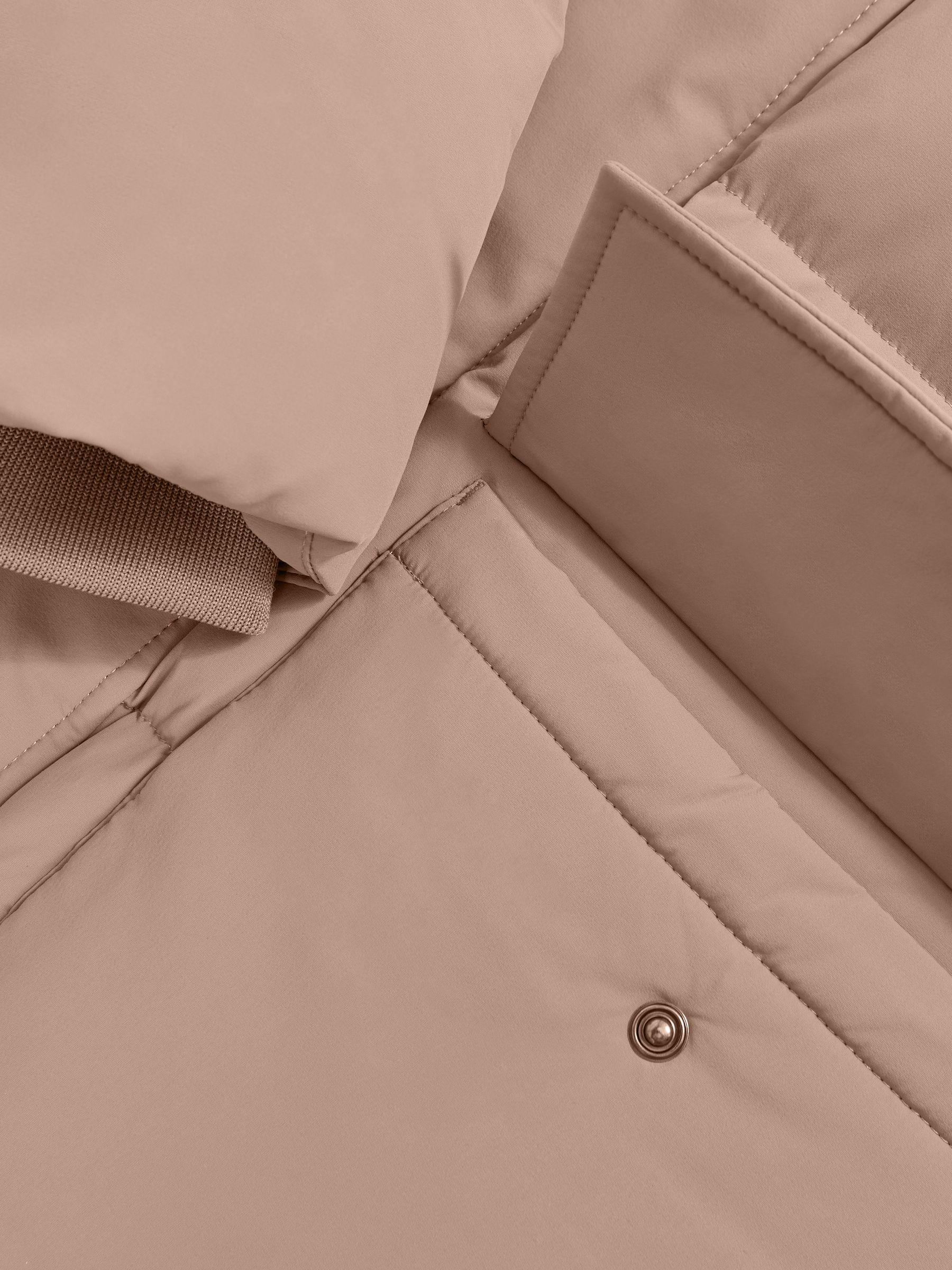 Longline Quilted Puffer Jacket in Light Camel Brown - image 3