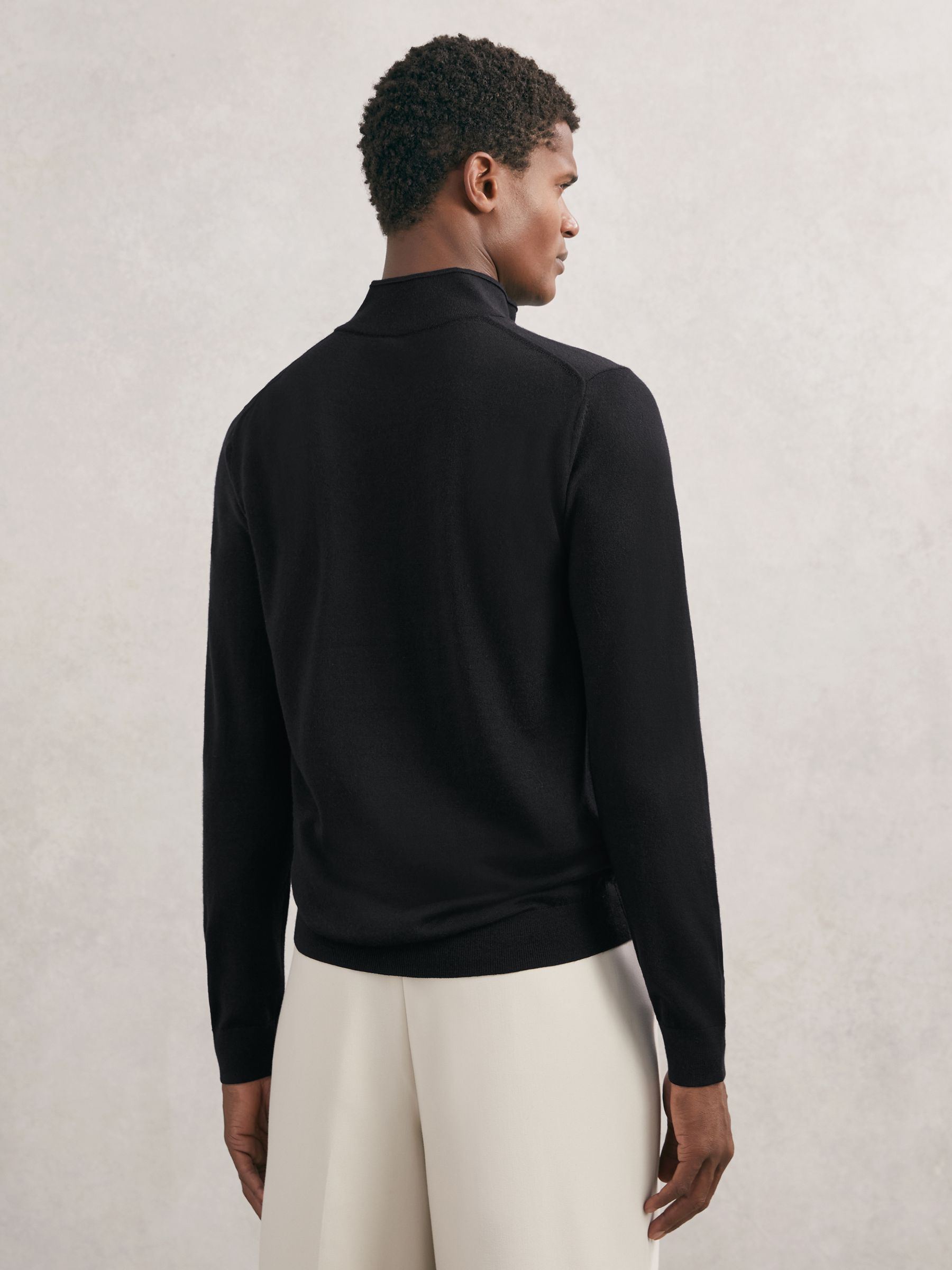 Wool Half-Button Funnel Jumper in Navy - image 3
