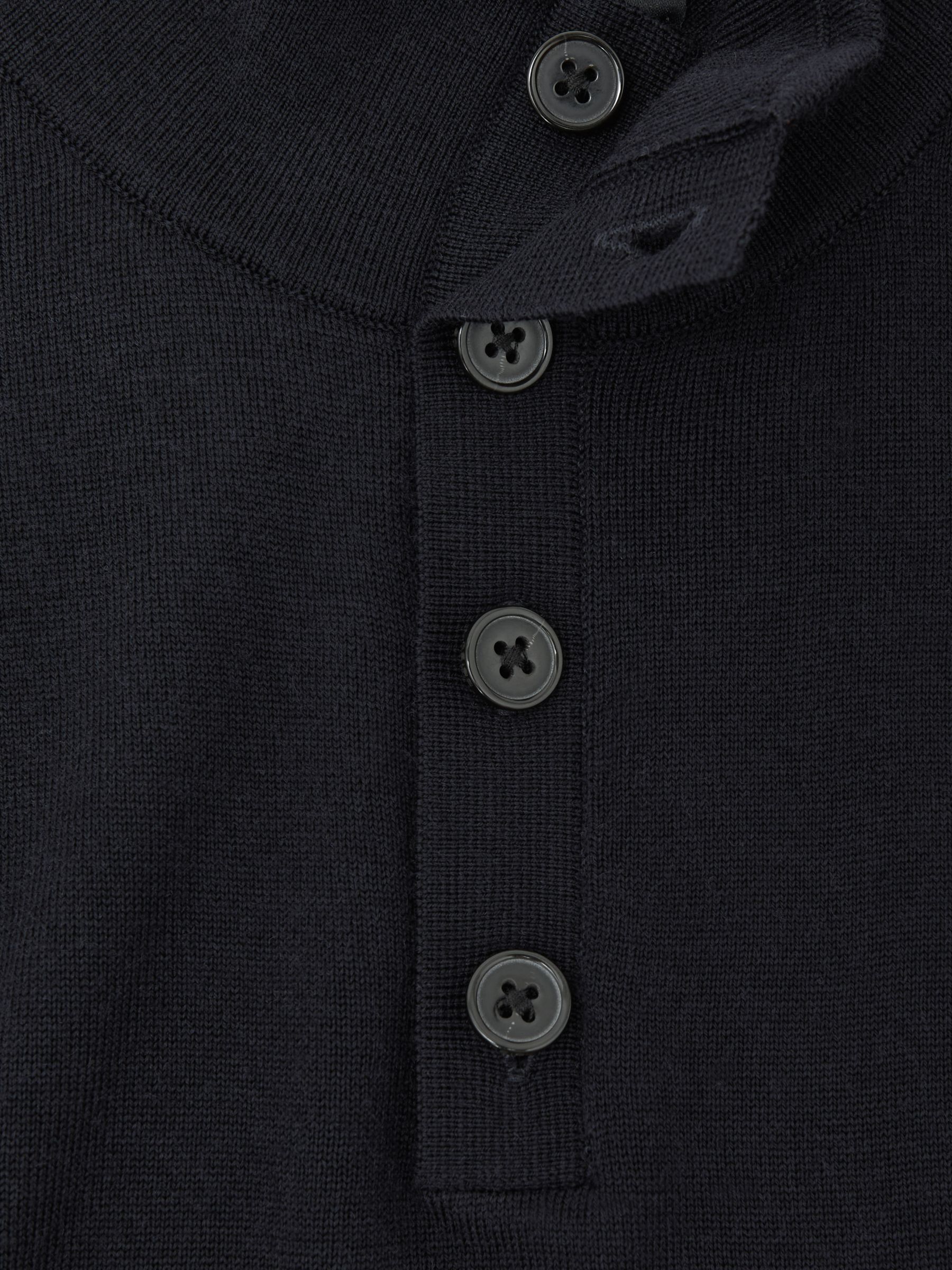 Wool Half-Button Funnel Jumper in Navy - image 4