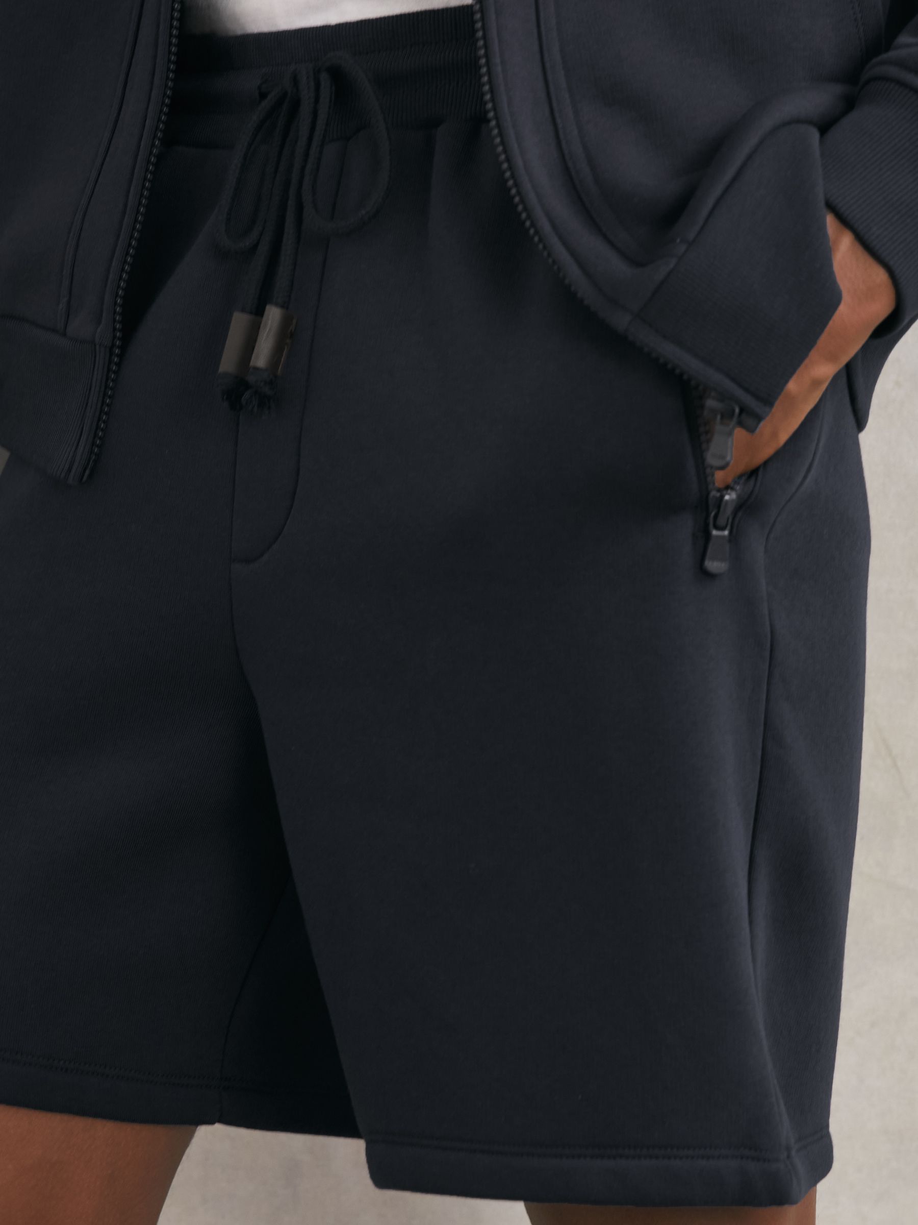 Cotton-Blend Drawstring Shorts in Navy - Image 3 of 5