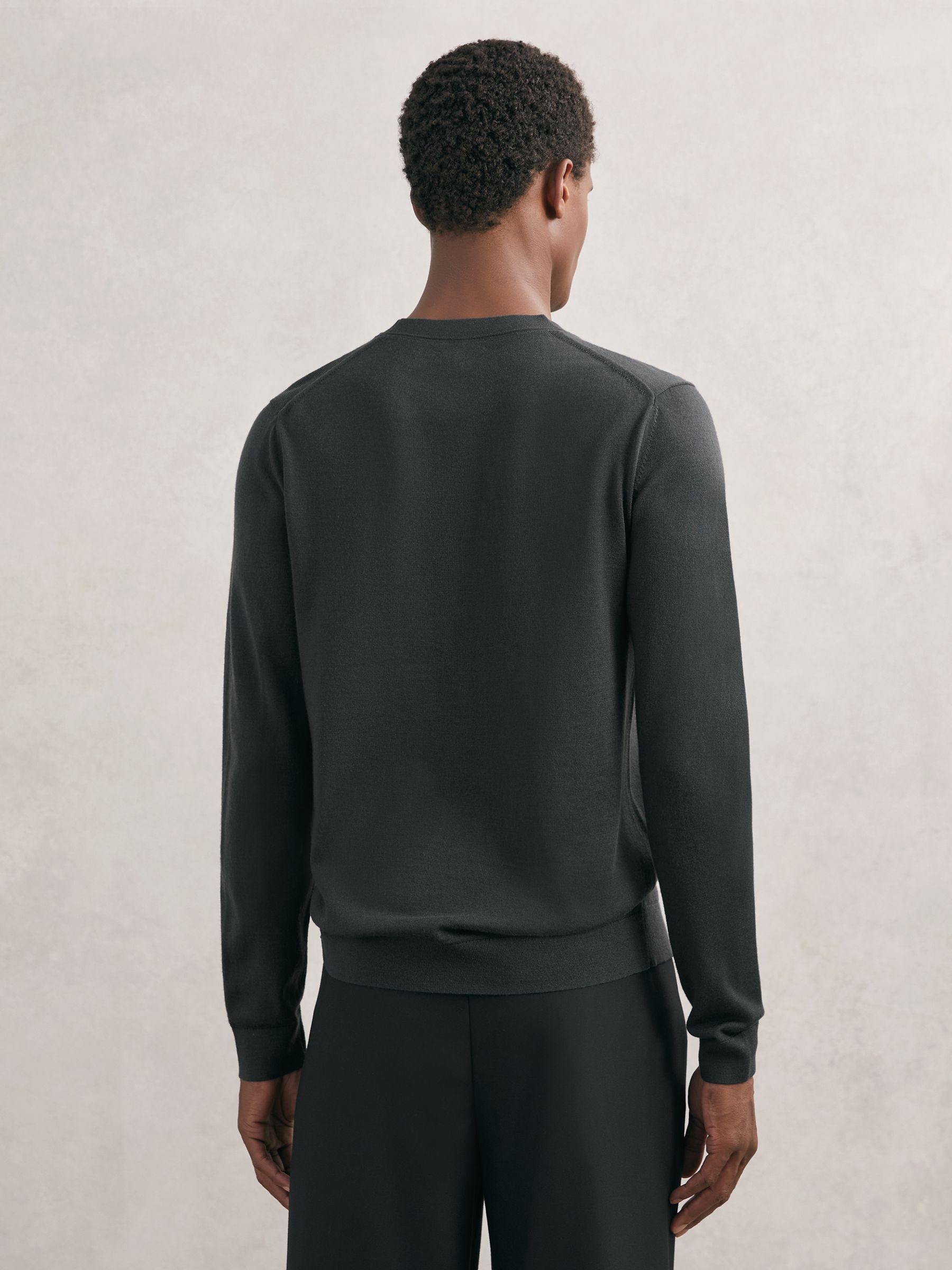 Wool Button-Through Cardigan in Bottle Green - image 5