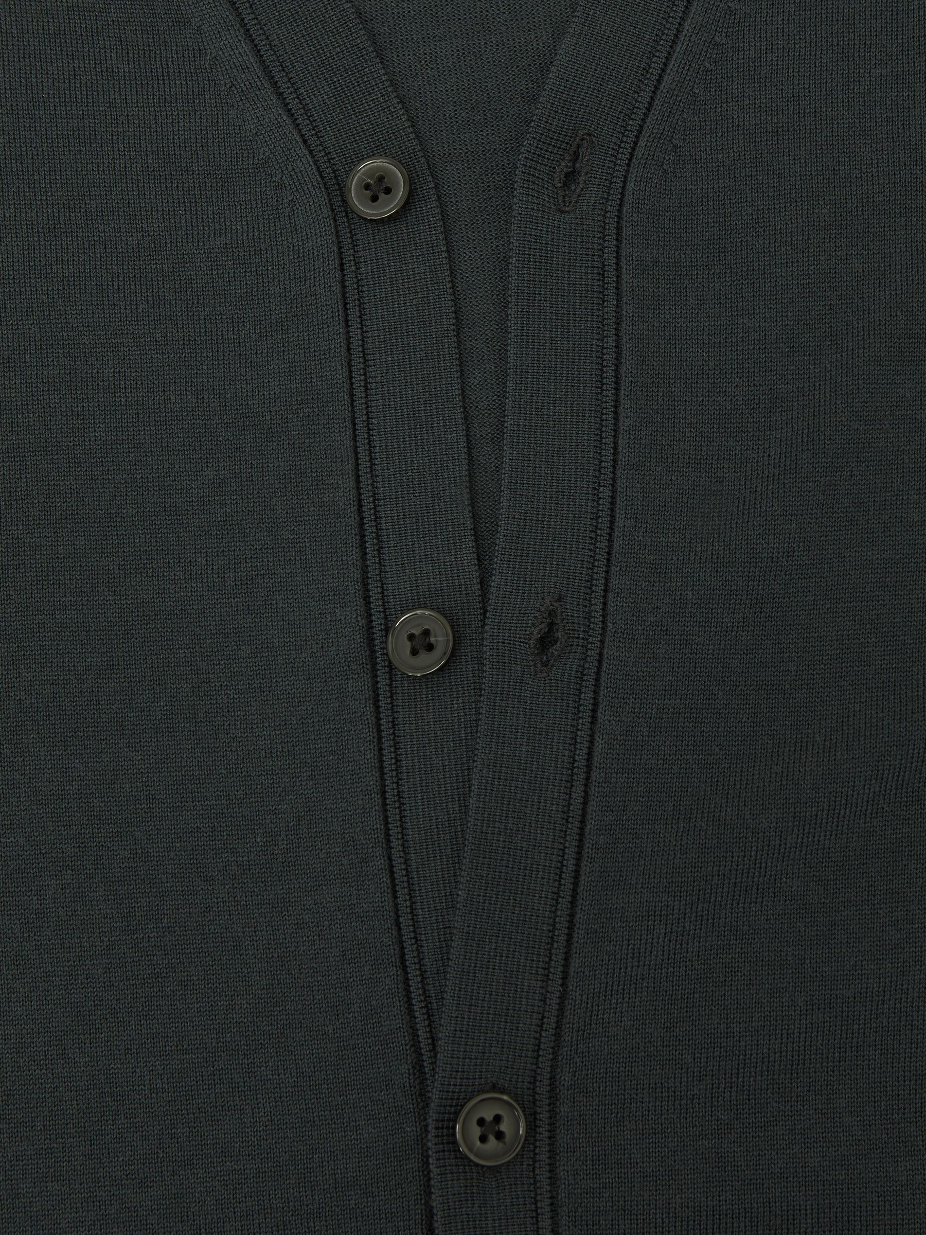 Merino Wool Button-Through Cardigan in Bottle Green - Image 6 of 6