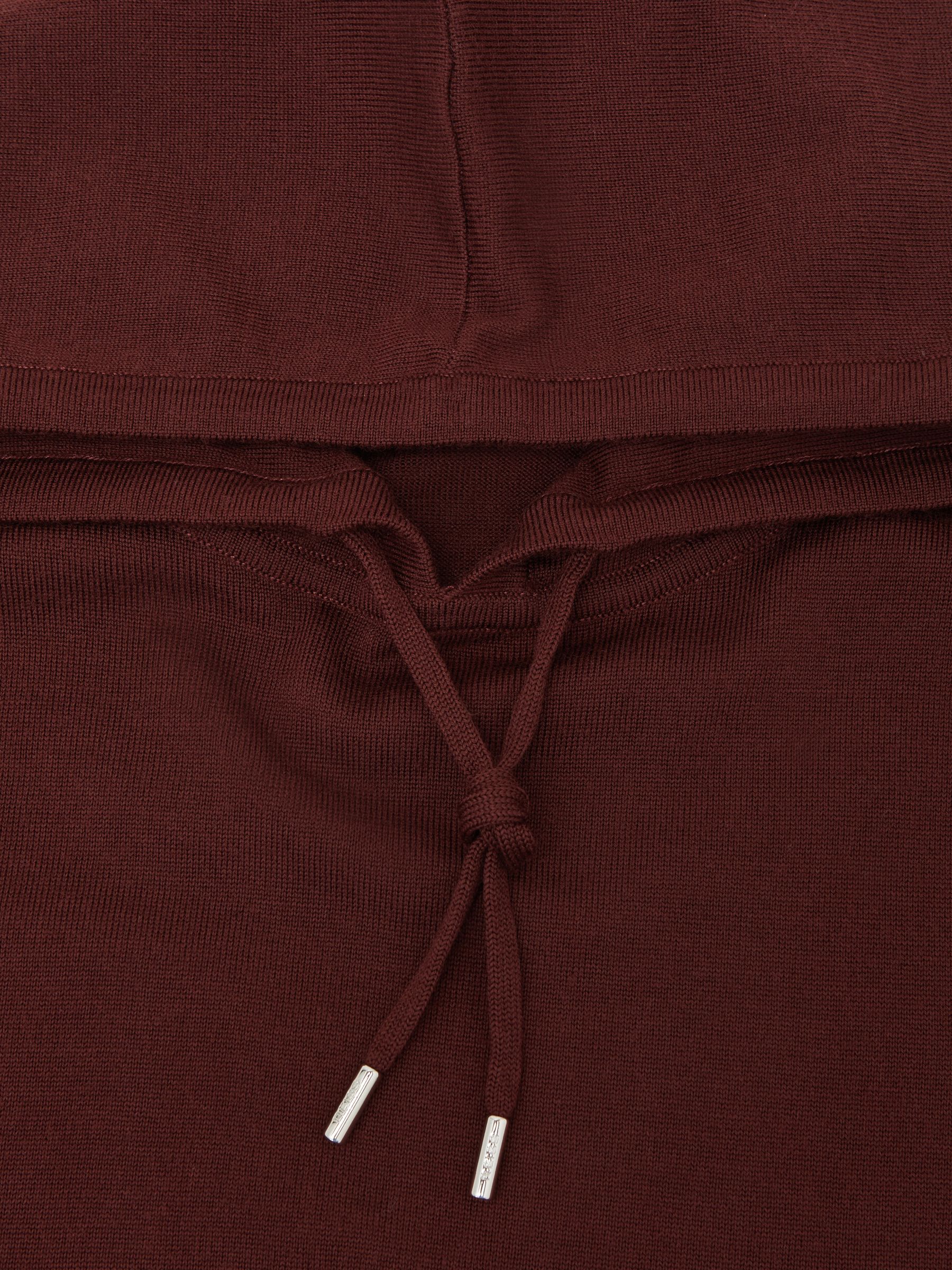 Wool Drawstring Hoodie in Port Red - image 4