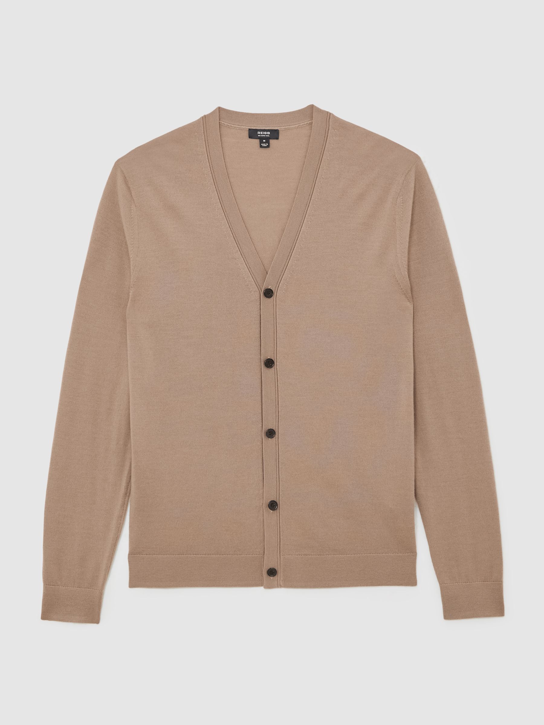 Merino Wool Button-Through Cardigan in Camel Brown - Image 2 of 6