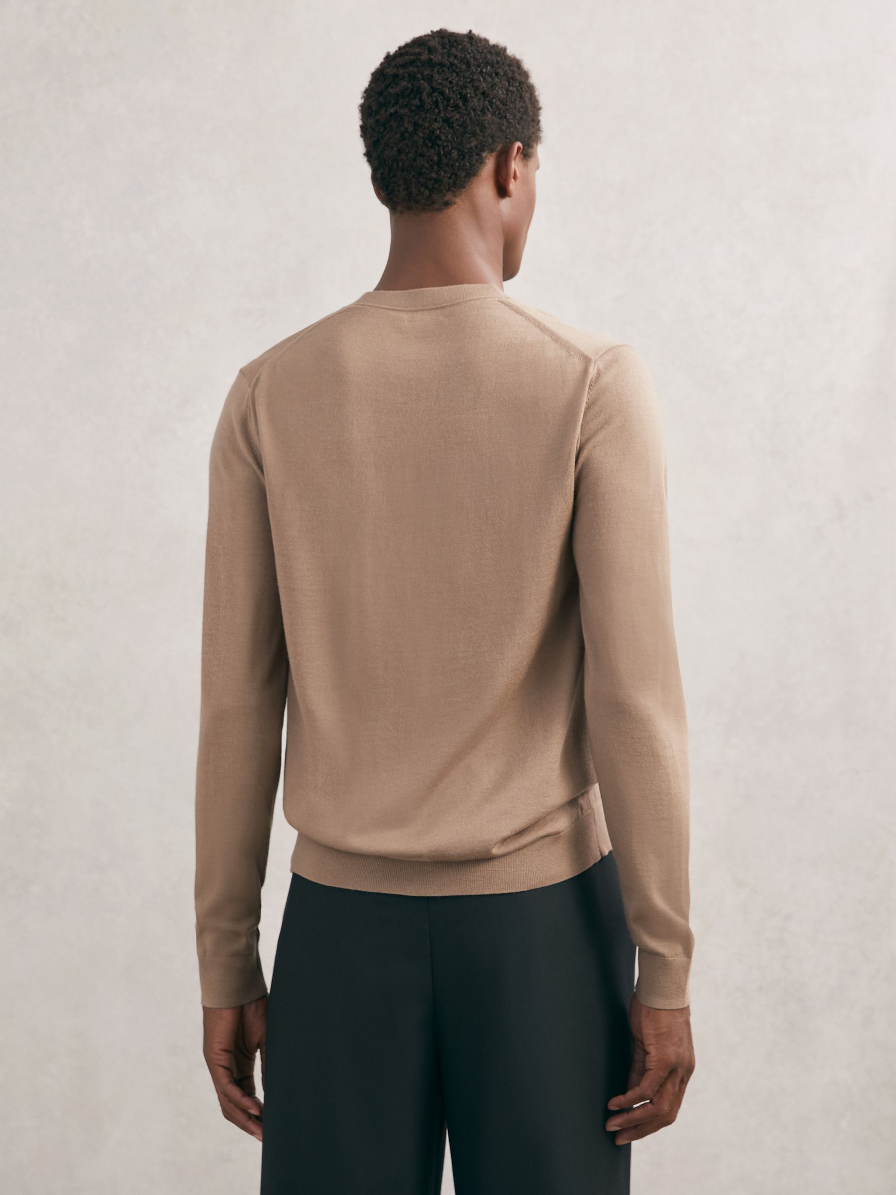Merino Wool Button-Through Cardigan in Camel Brown - Image 5 of 6
