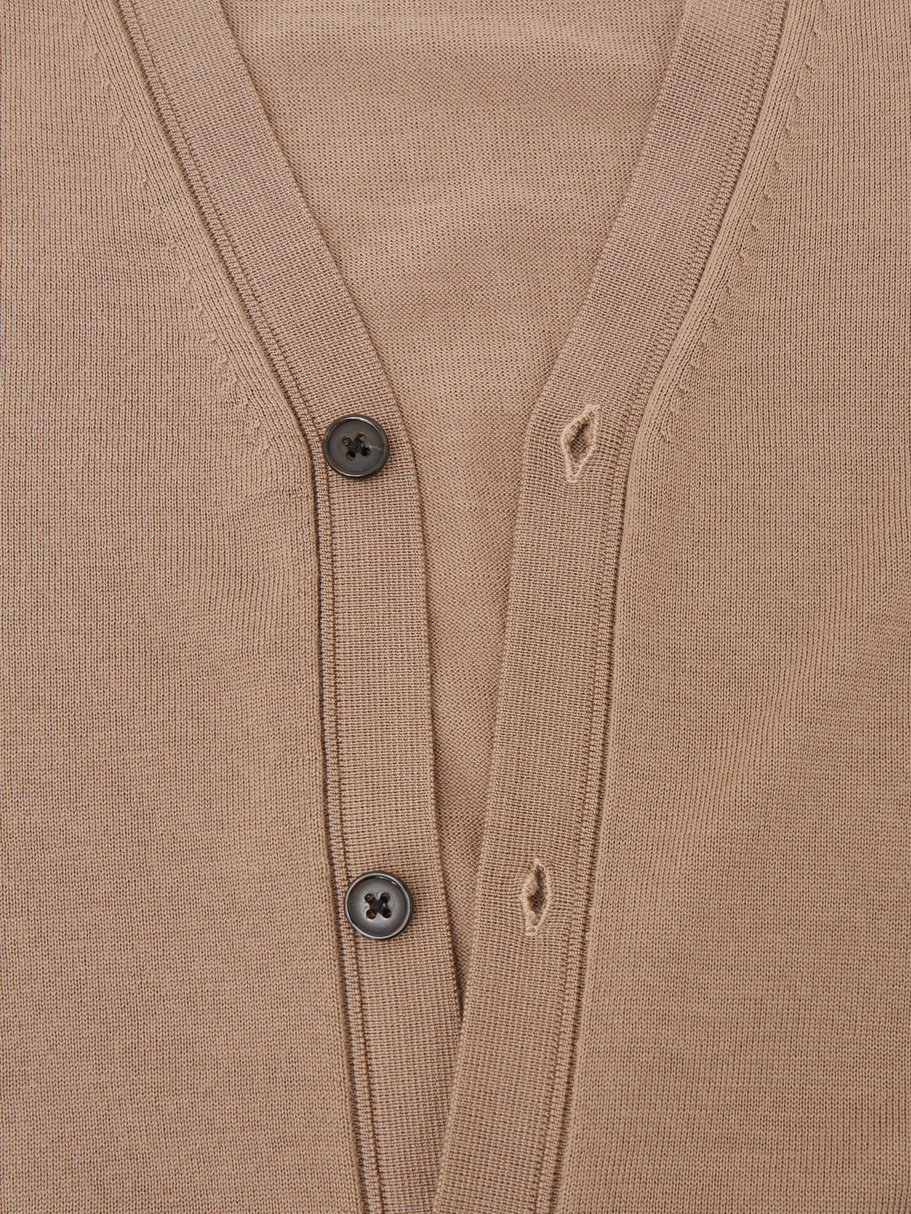 Wool Button-Through Cardigan in Camel Brown - image 3