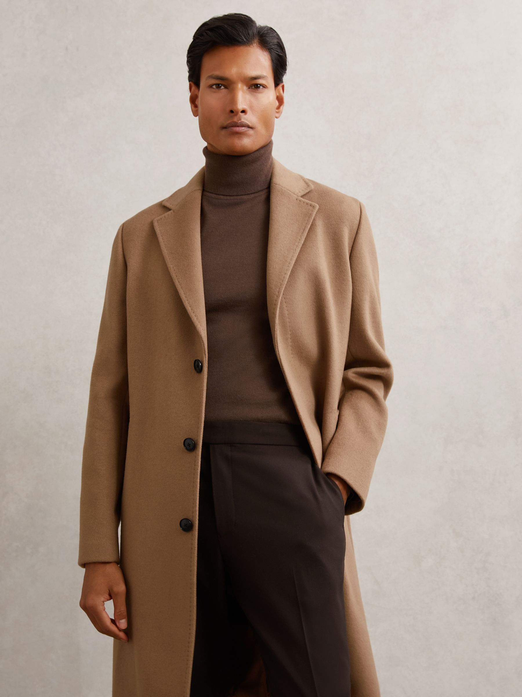 Wool-Blend Single-Breasted Overcoat in Camel - image 5