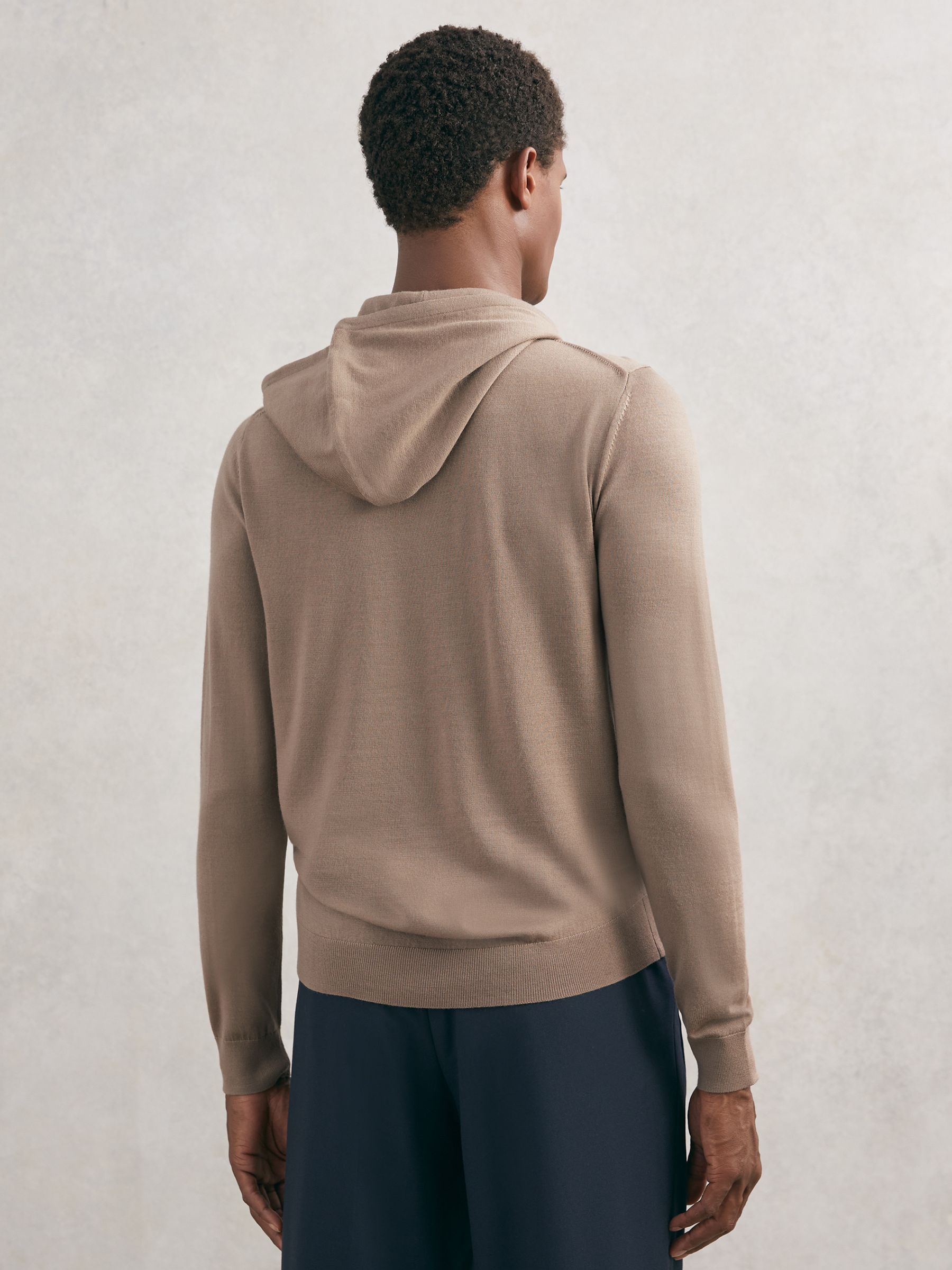 Wool Drawstring Hoodie in Camel Brown - image 4