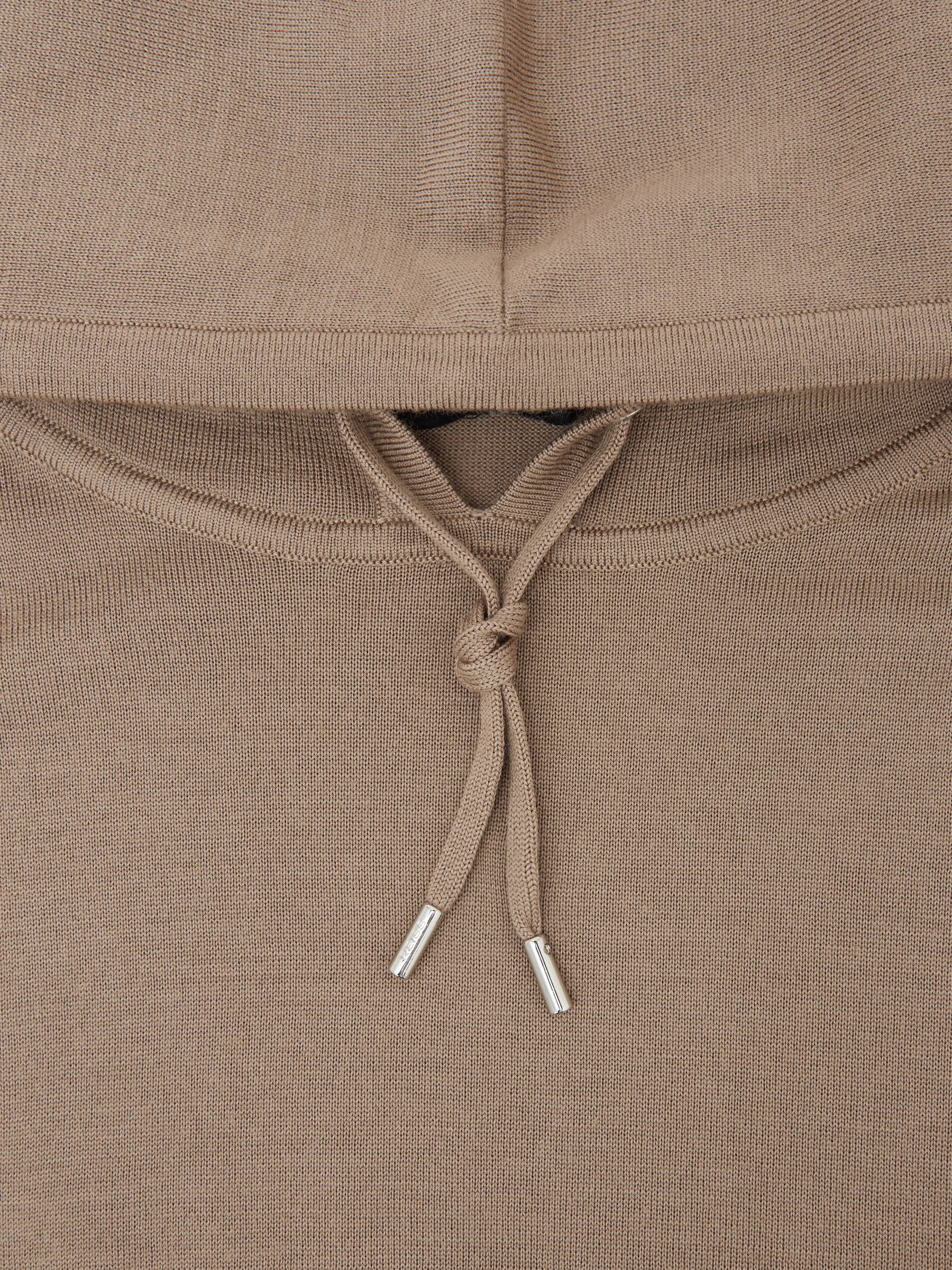 Wool Drawstring Hoodie in Camel Brown - image 3