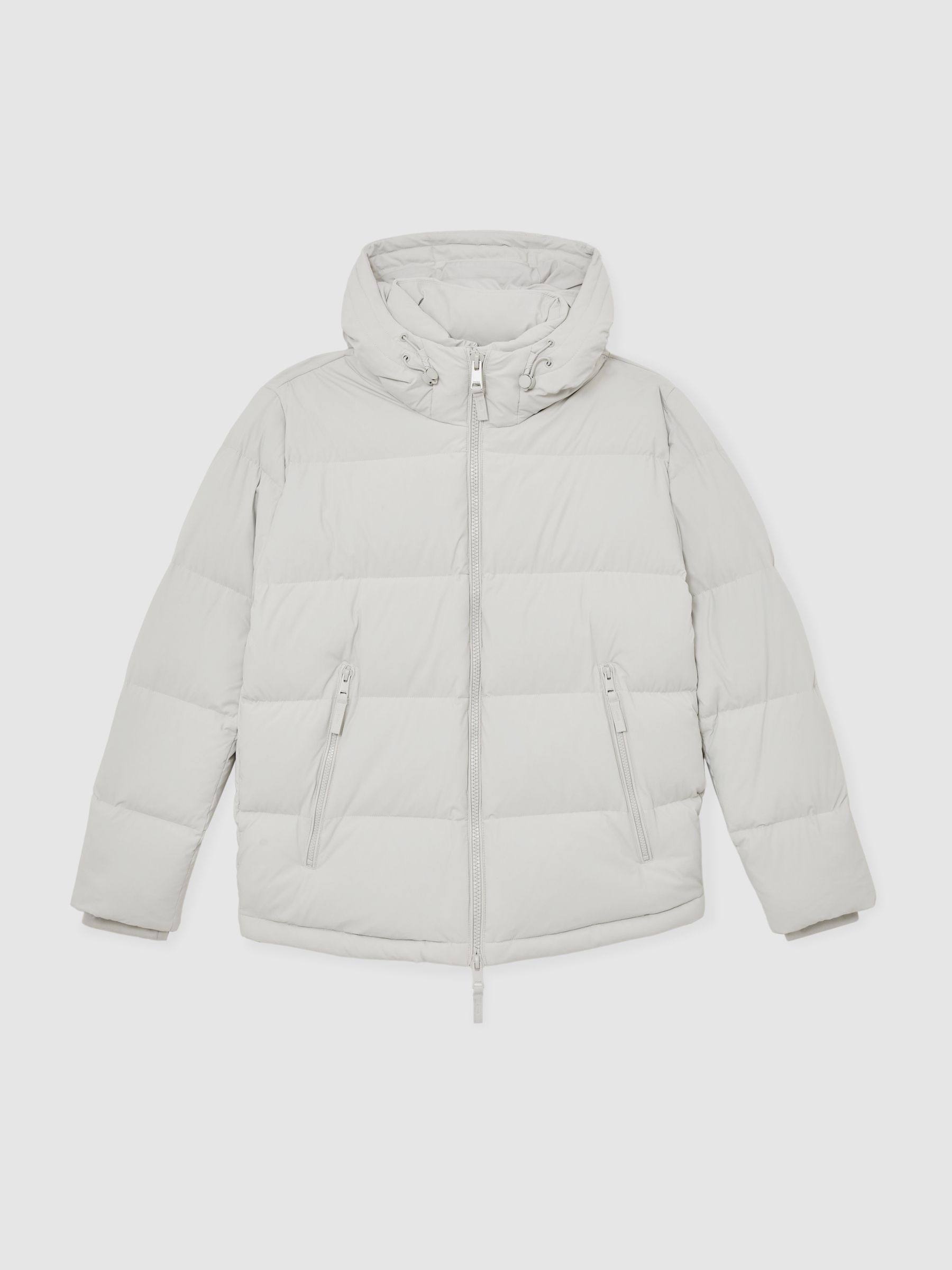 Quilted Zip-Through Puffer Jacket in Light Stone - image 1