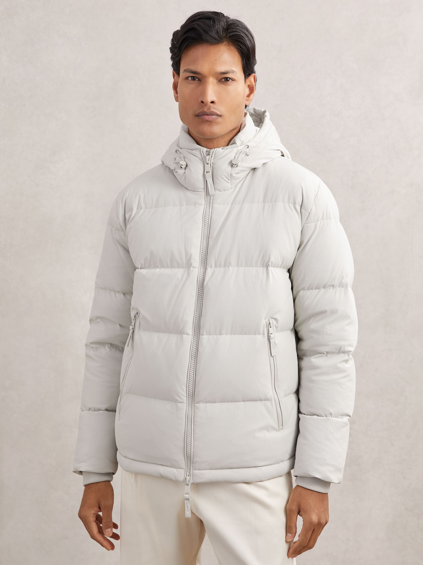 Quilted Zip-Through Puffer Jacket in Light Stone - image 4