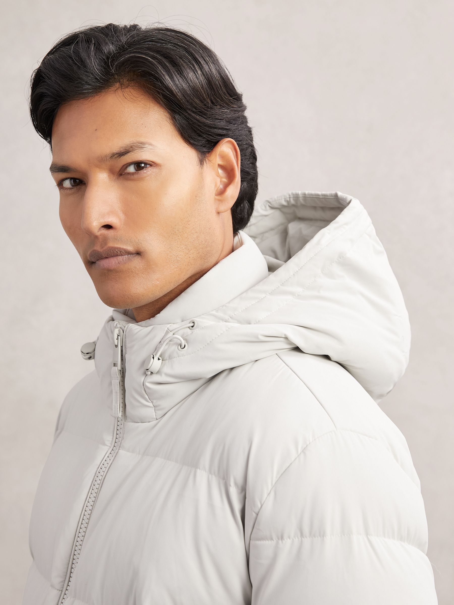 Quilted Zip-Through Puffer Jacket in Light Stone - image 5