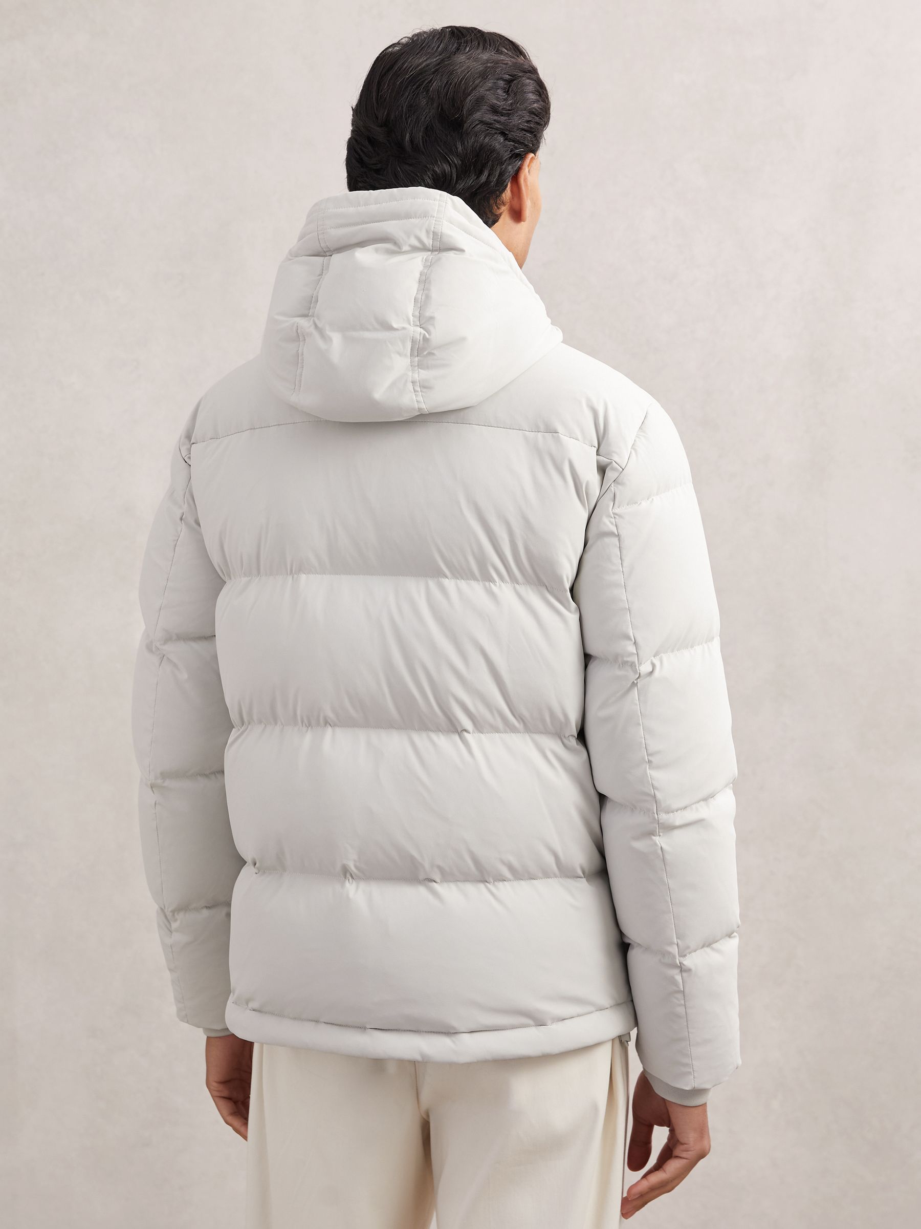 Quilted Zip-Through Puffer Jacket in Light Stone - image 3